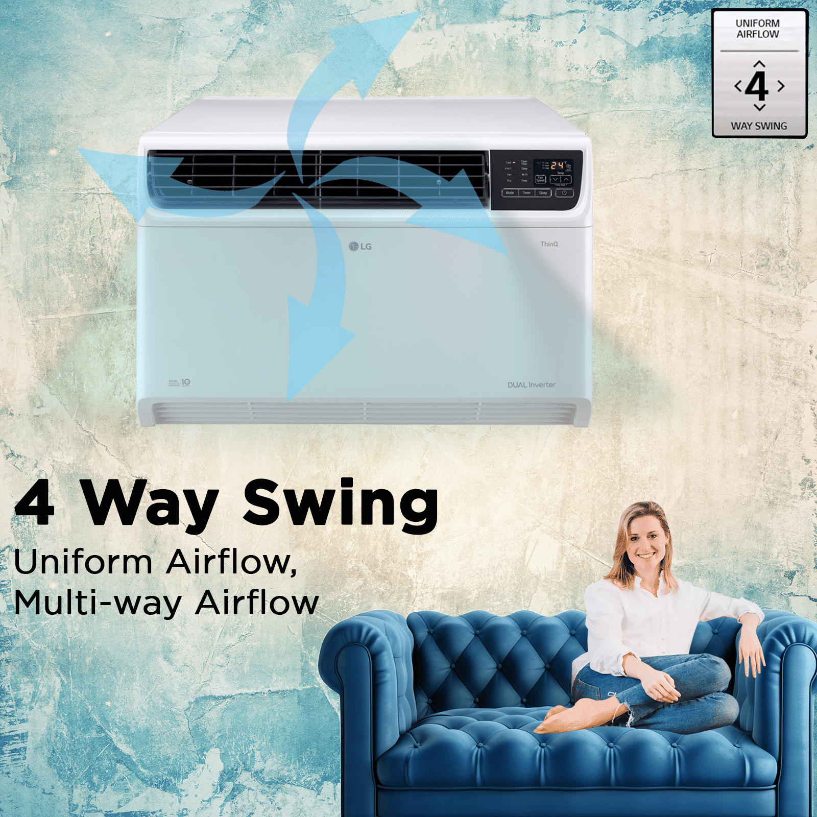 LG TW 4 in 1 Convertible 1.5 Ton 3 Star Dual Inverter Window AC with Dust Filter (Copper Condenser, TW-Q18WUXA.ASLG)_13