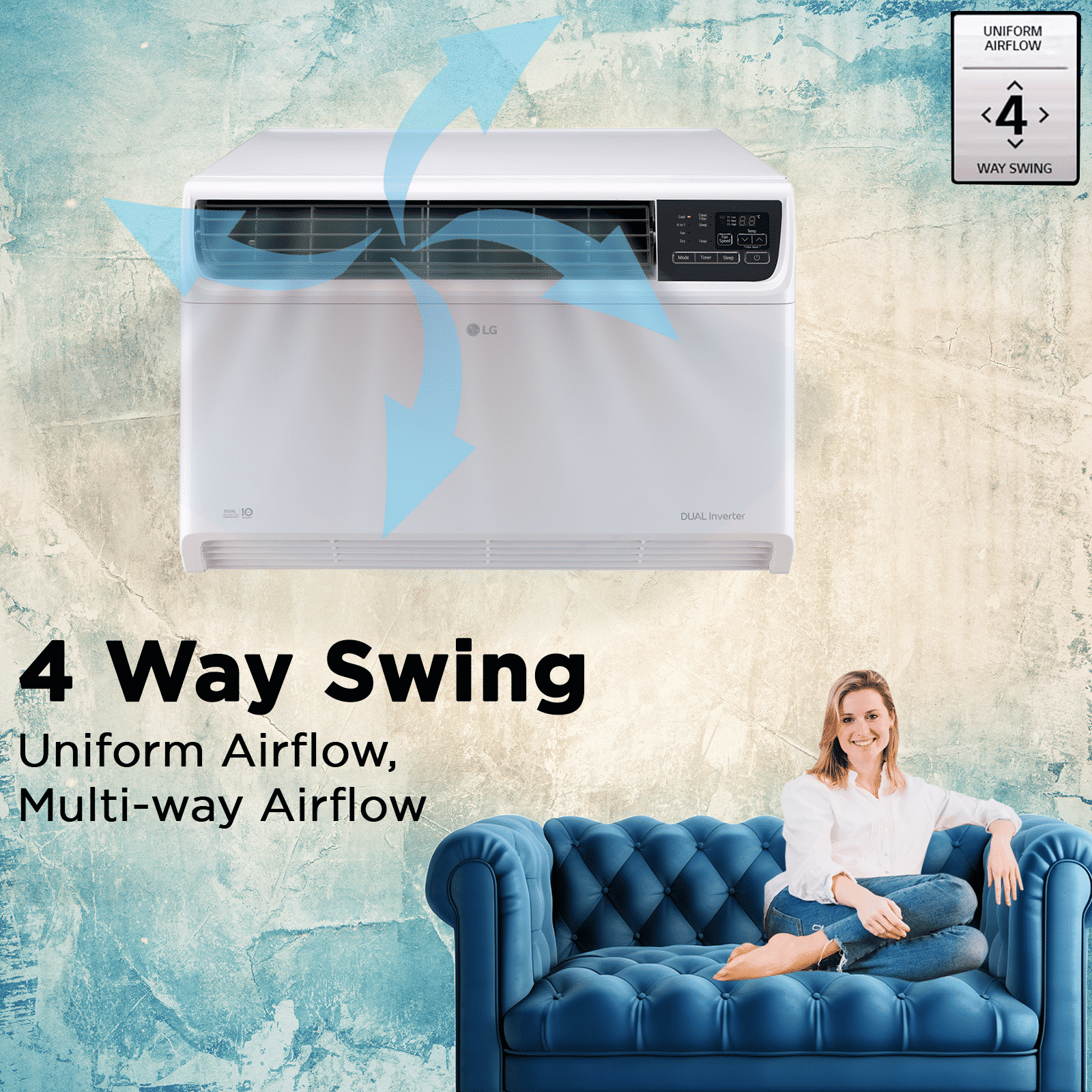 LG TW 4 in 1 Convertible 1.5 Ton 5 Star Dual Inverter Window AC with Dust Filter (Copper Condenser, TW-Q18WUZA.ASLG)_15