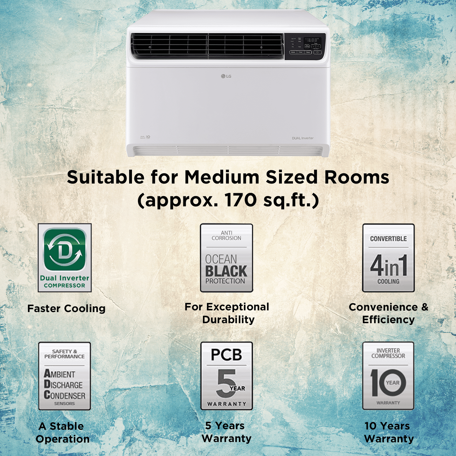 LG TW 4 in 1 Convertible 1.5 Ton 5 Star Dual Inverter Window AC with Dust Filter (Copper Condenser, TW-Q18WUZA.ASLG)_19