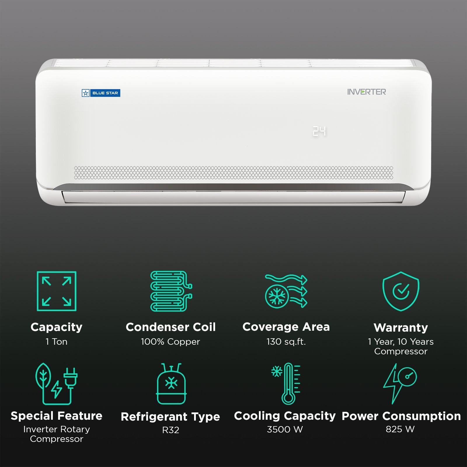 Blue Star N Series 5 in 1 Convertible 1 Ton 5 Star Inverter Split AC with DigiQ Penta Sensor (Copper Condenser, IC512NNUR)_2
