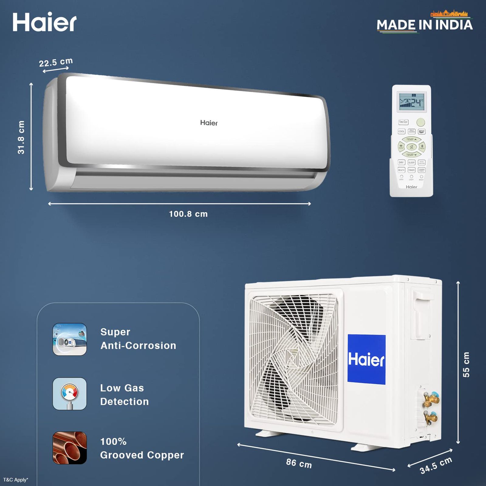 Haier Turbocool 1.6 Ton 3 Star Fixed Speed Split AC (Copper Condenser, Anti Dust Filter, HSU19T-TXS3BE-FS) Haier Turbocool 1.6 Ton 3 Star Fixed Speed Split AC (Copper Condenser, Anti Dust Filter, HSU19T-TXS3BE-FS)_13
