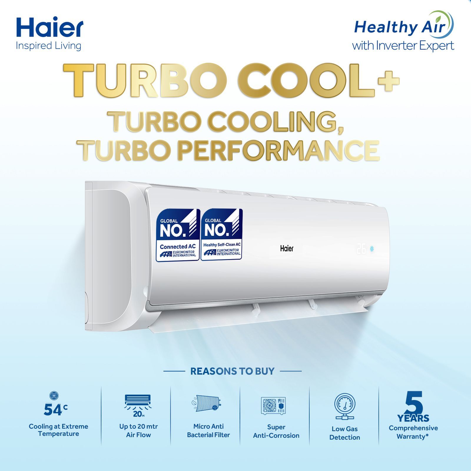 Haier Turbocool 1 Ton 3 Star Fixed Speed Split AC (Copper Condenser, Antibacterial Filter, HSU13T-TQS3BE-FS)_17