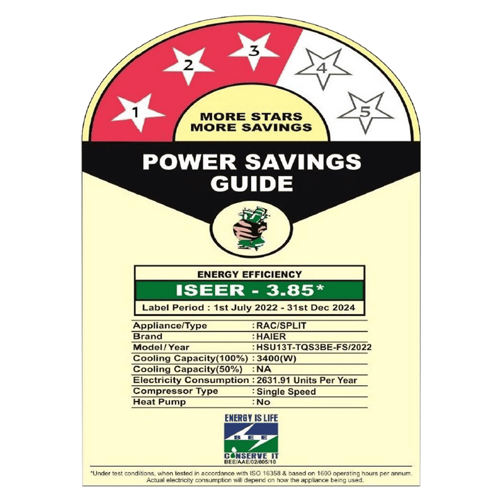 Haier Turbocool 1 Ton 3 Star Fixed Speed Split AC (Copper Condenser, Antibacterial Filter, HSU13T-TQS3BE-FS)_3