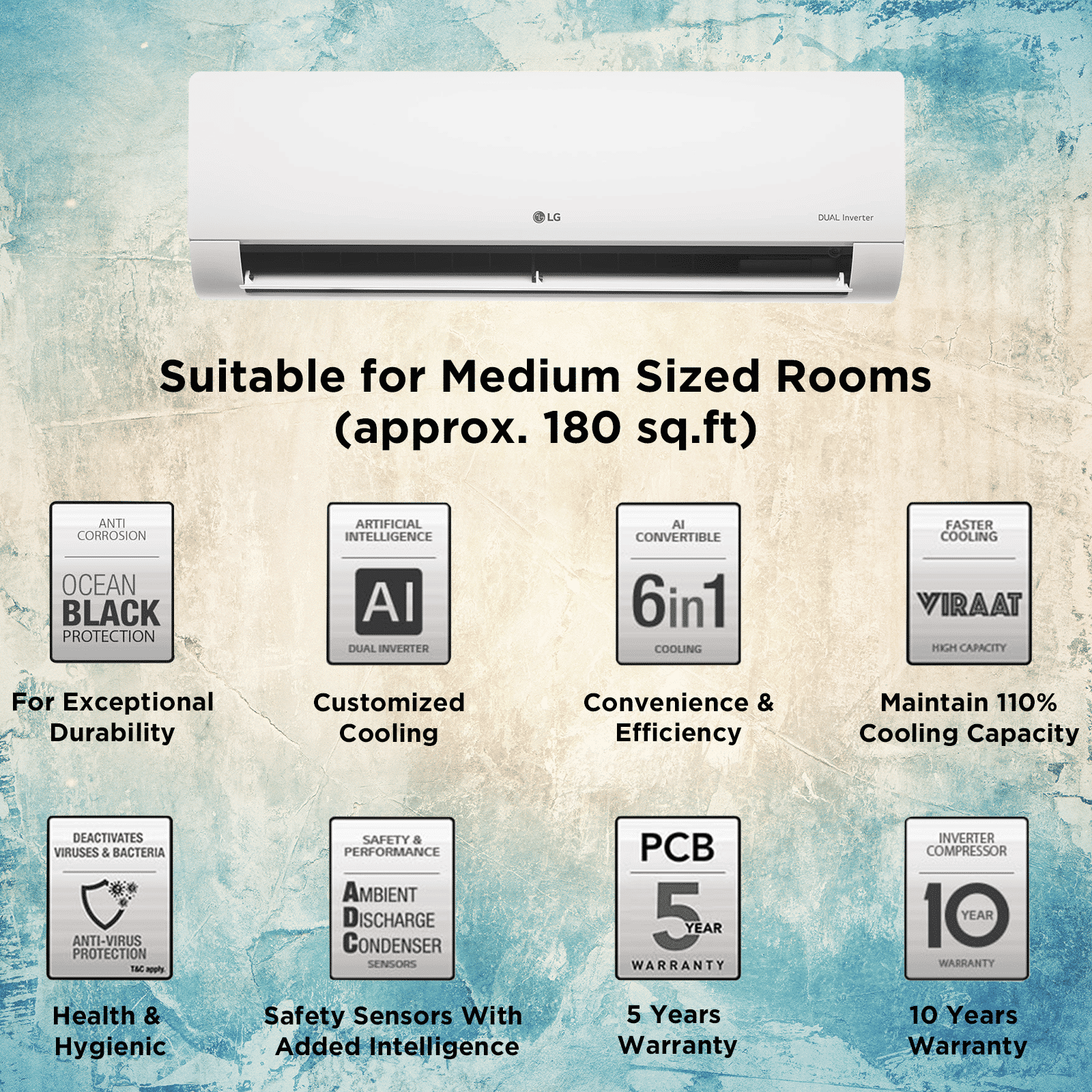 LG TS 6 in 1 Convertible 1.5 Ton 3 Star Dual Inverter Split AC with Smart Diagnosis System (Copper Condenser, TS-Q18MNXE.AMLG)_4