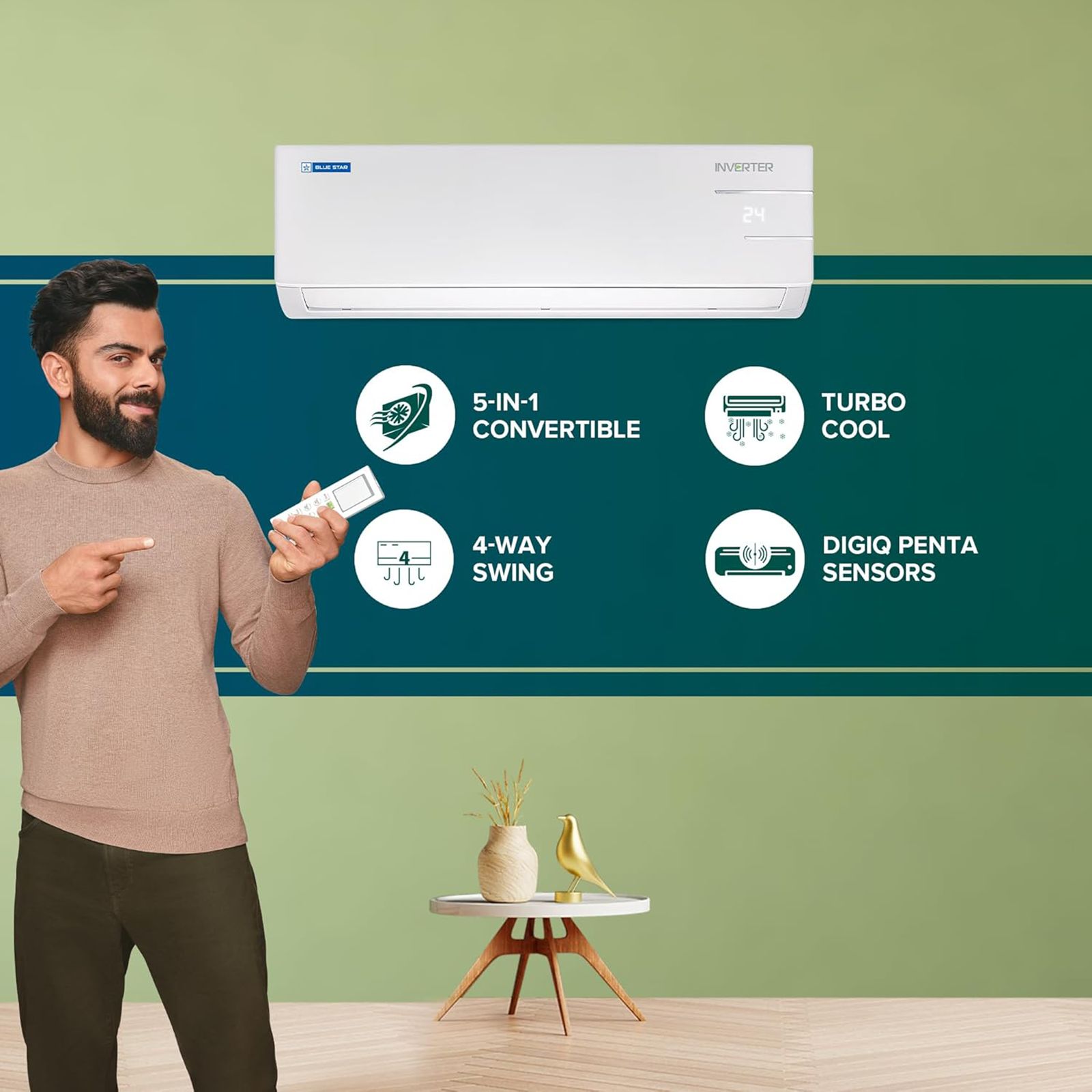 Blue Star Y Series 5 in 1 Convertible 1.5 Ton 5 Star Inverter Split AC with Turbo Cool (Copper Condenser, IC518YNUR) Blue Star Y Series 5 in 1 Convertible 1.5 Ton 5 Star Inverter Split AC with Turbo Cool (Copper Condenser, IC518YNUR)_15