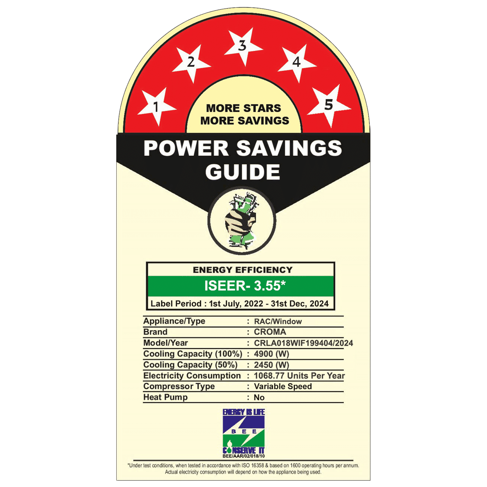 Croma 4 in 1 Convertible 1.5 Ton 5 Star Inverter Window AC with Dust Filter (Copper Condenser, CRLA018WIF199404)_3