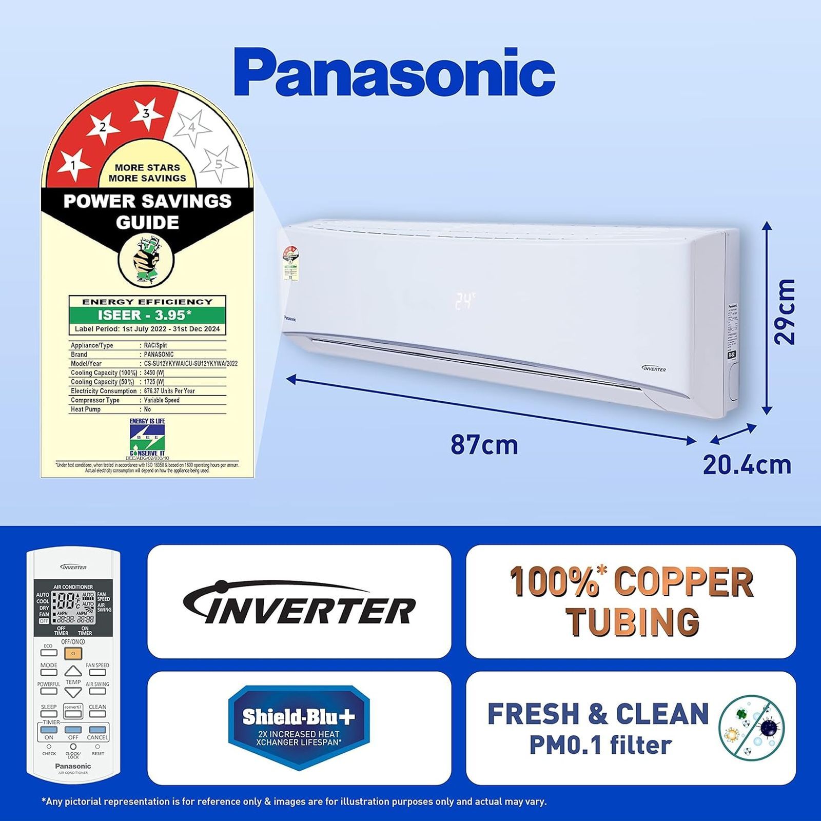 Panasonic SU 7 in 1 Convertible 1 Ton 3 Star Inverter Split Smart AC with Wi-Fi Enabled (Copper Condenser, CS/CU-SU12YKYWA)_11