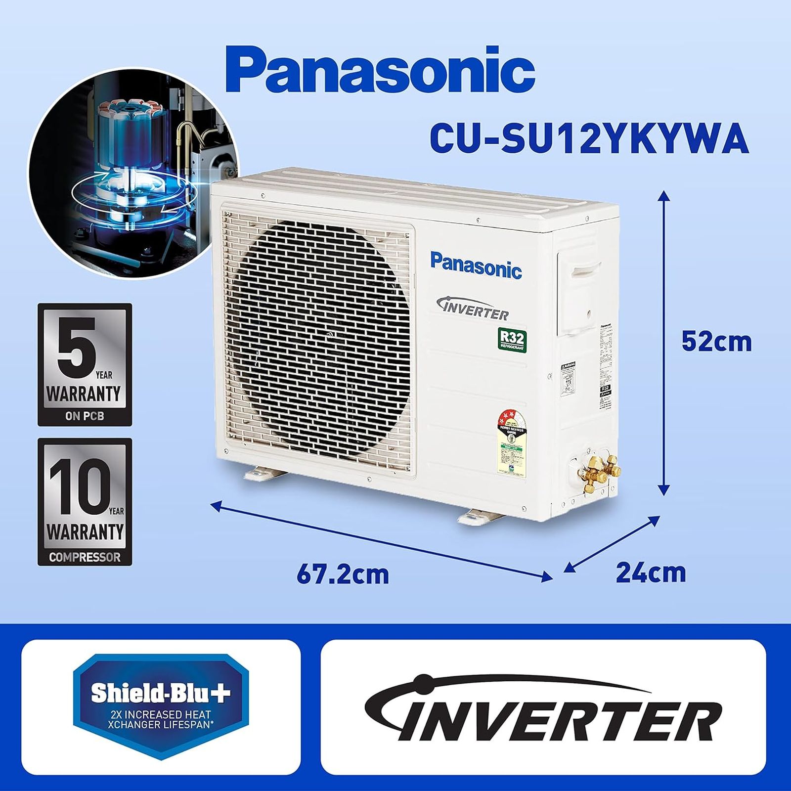 Panasonic SU 7 in 1 Convertible 1 Ton 3 Star Inverter Split Smart AC with Wi-Fi Enabled (Copper Condenser, CS/CU-SU12YKYWA)_12