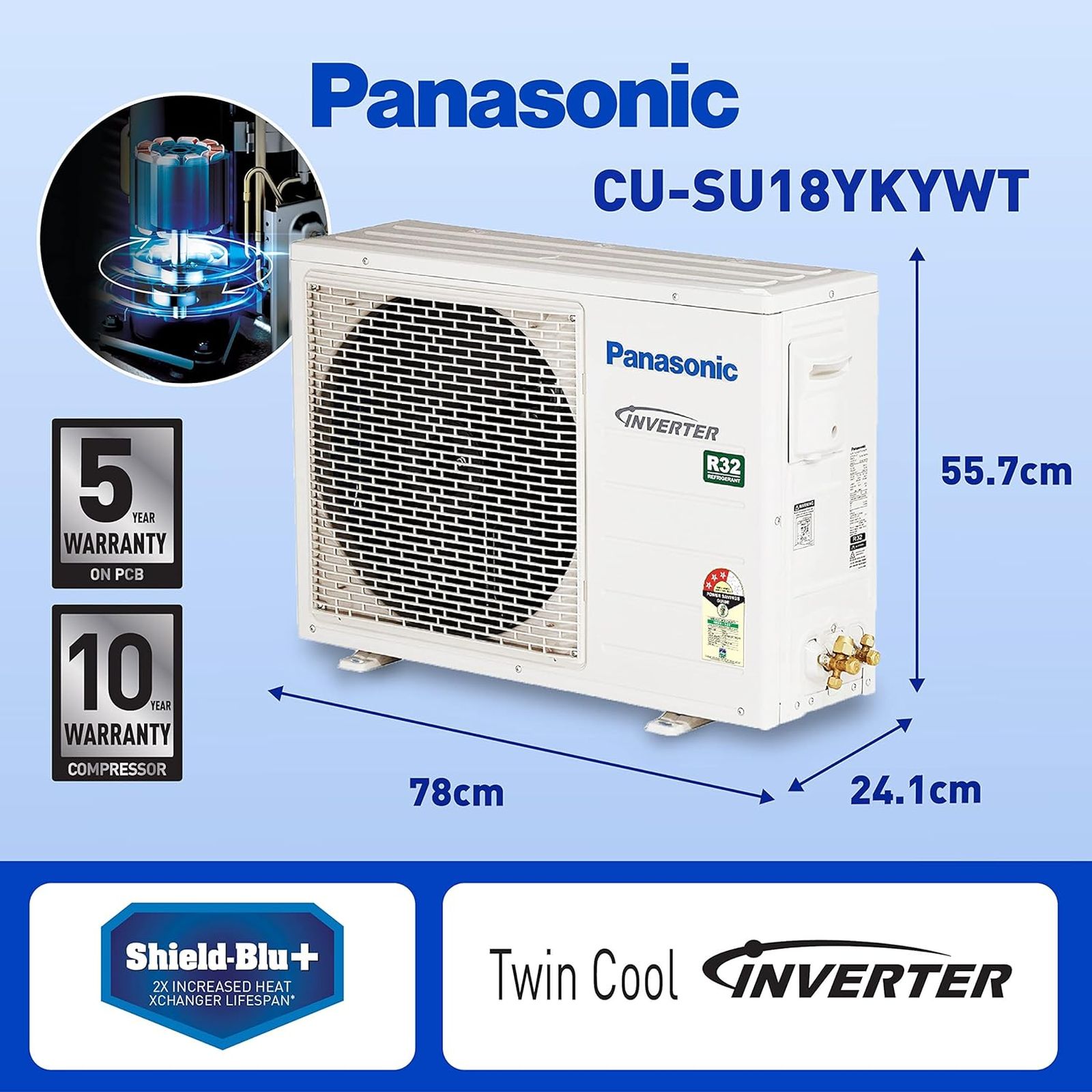 Panasonic SU 7 in 1 Convertible 1.5 Ton 3 Star Inverter Split Smart AC with Anti Dust Filter (Copper Condenser, CS/CU-SU18YKYWT)_7