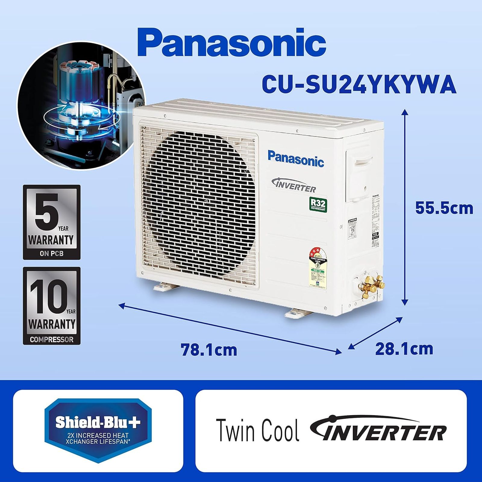 Panasonic SU 7 in 1 Convertible 2 Ton 3 Star Inverter Split Smart AC with AI Voice Assistant (Copper Condenser, CS/CU-SU24YKYWA)_7