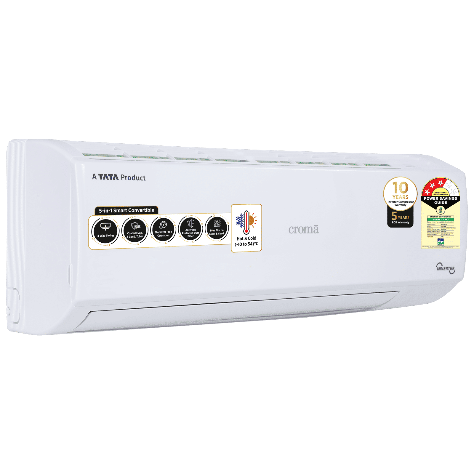 Croma 5 in 1 Convertible 1.5 Ton 3 Star Hot & Cold Split AC with PM 2.5 Filter (Copper Condenser, CRLAH18IND170266)_11
