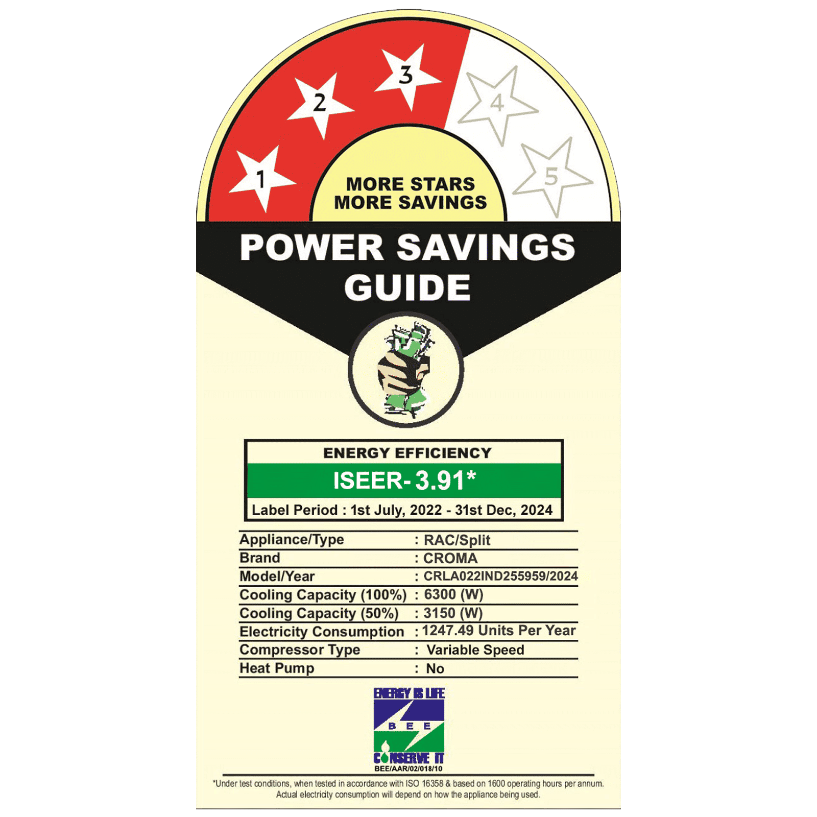 Croma 5 in 1 Convertible 2 Ton 3 Star Inverter Split AC with PM 2.5 Filter (Copper Condenser, CRLA022IND255959) Croma 5 in 1 Convertible 2 Ton 3 Star Inverter Split AC with PM 2.5 Filter (Copper Condenser, CRLA022IND255959)_3
