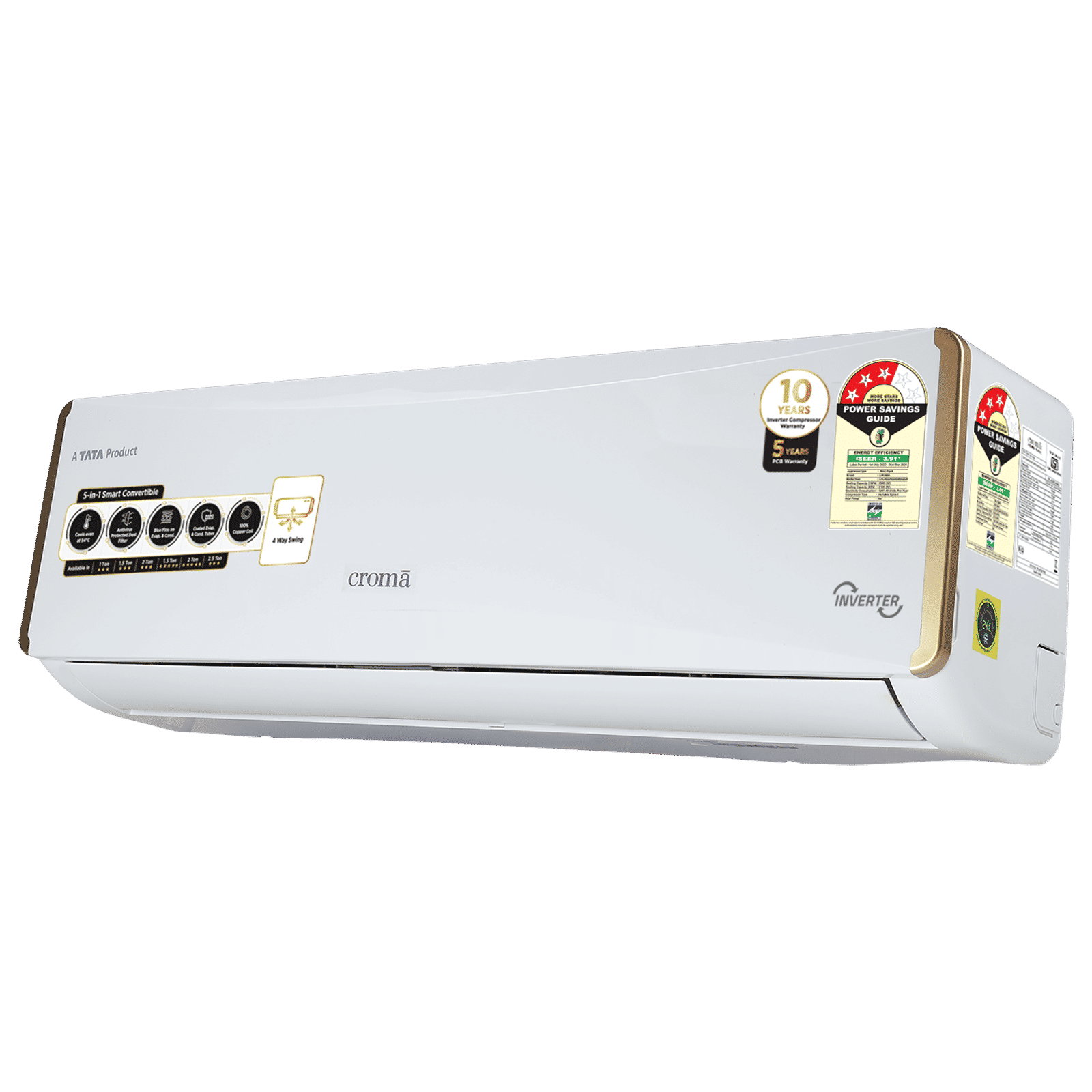 Croma 5 in 1 Convertible 2 Ton 3 Star Inverter Split AC with PM 2.5 Filter (Copper Condenser, CRLA022IND255959) Croma 5 in 1 Convertible 2 Ton 3 Star Inverter Split AC with PM 2.5 Filter (Copper Condenser, CRLA022IND255959)_4