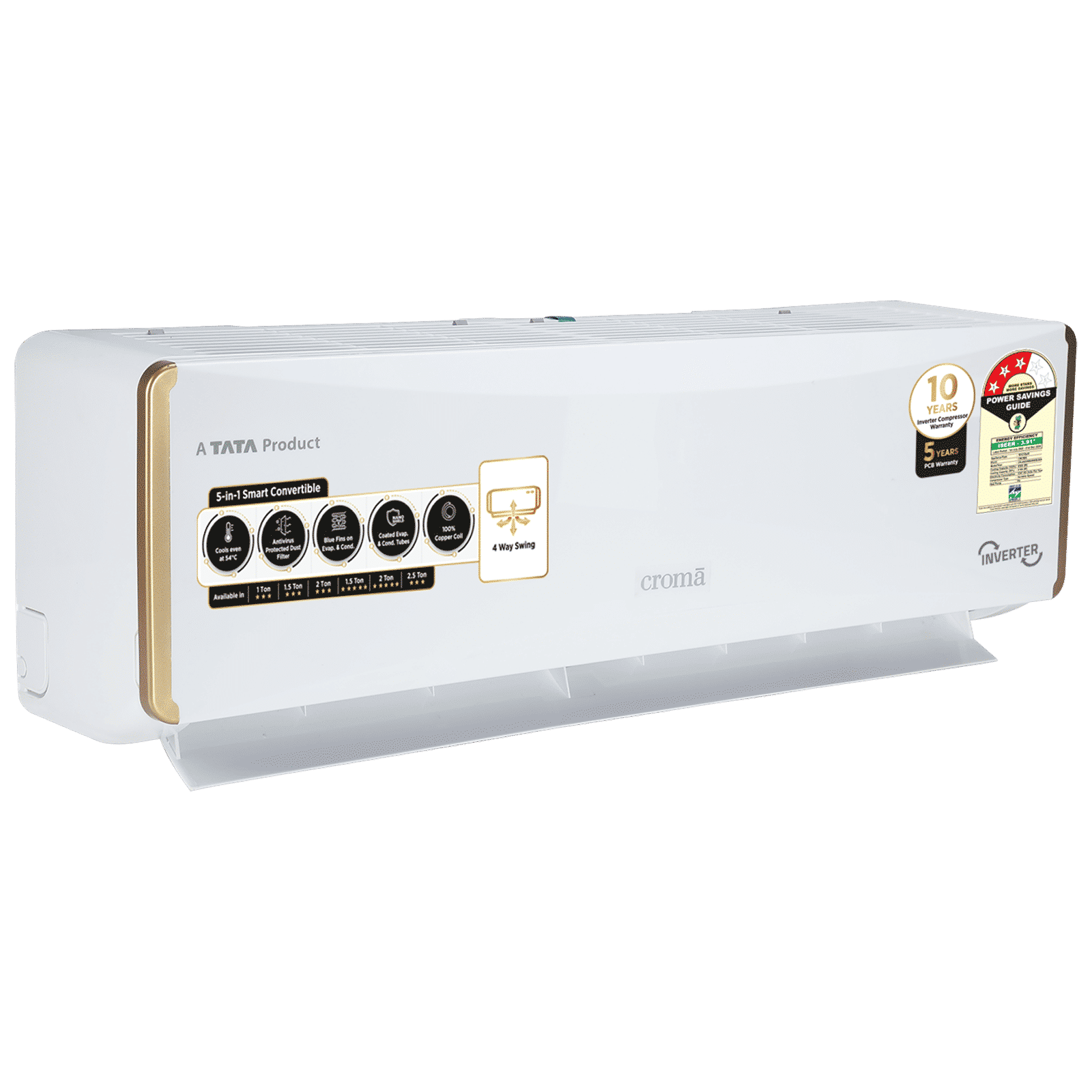 Croma 5 in 1 Convertible 2 Ton 3 Star Inverter Split AC with PM 2.5 Filter (Copper Condenser, CRLA022IND255959) Croma 5 in 1 Convertible 2 Ton 3 Star Inverter Split AC with PM 2.5 Filter (Copper Condenser, CRLA022IND255959)_6