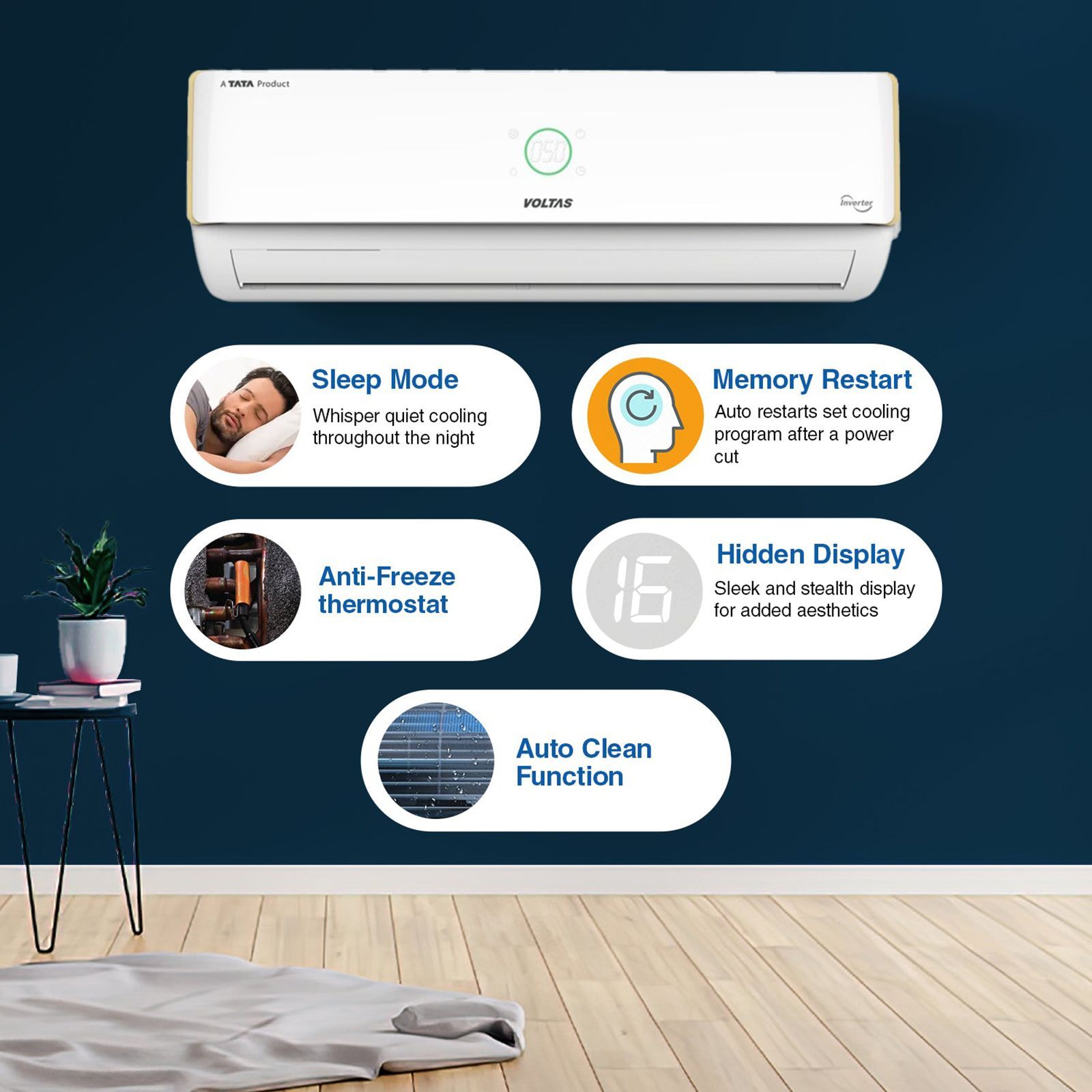 VOLTAS 185V Verdant Exotica 6 in 1 Convertible 1.5 Ton 5 Star Inverter Split AC with Anti Dust Filter ( Copper Condenser, 4503500) VOLTAS 185V Verdant Exotica 6 in 1 Convertible 1.5 Ton 5 Star Inverter Split AC with Anti Dust Filter ( Copper Condenser, 4503500)_12