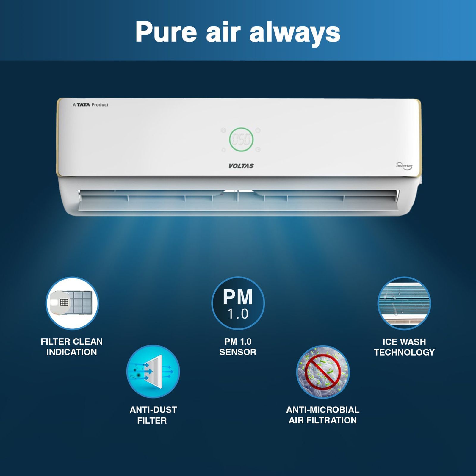 VOLTAS 185V Verdant Exotica 6 in 1 Convertible 1.5 Ton 5 Star Inverter Split AC with Anti Dust Filter ( Copper Condenser, 4503500) VOLTAS 185V Verdant Exotica 6 in 1 Convertible 1.5 Ton 5 Star Inverter Split AC with Anti Dust Filter ( Copper Condenser, 4503500)_13