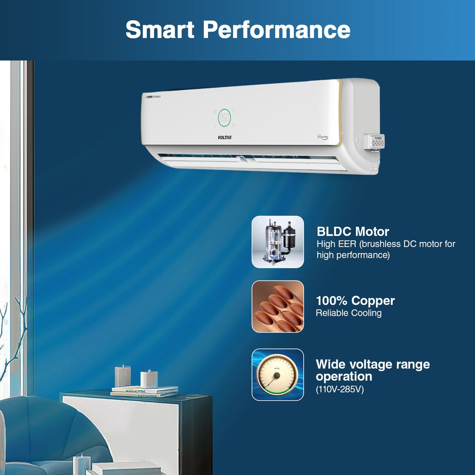 VOLTAS 185V Verdant Exotica 6 in 1 Convertible 1.5 Ton 5 Star Inverter Split AC with Anti Dust Filter ( Copper Condenser, 4503500) VOLTAS 185V Verdant Exotica 6 in 1 Convertible 1.5 Ton 5 Star Inverter Split AC with Anti Dust Filter ( Copper Condenser, 4503500)_14