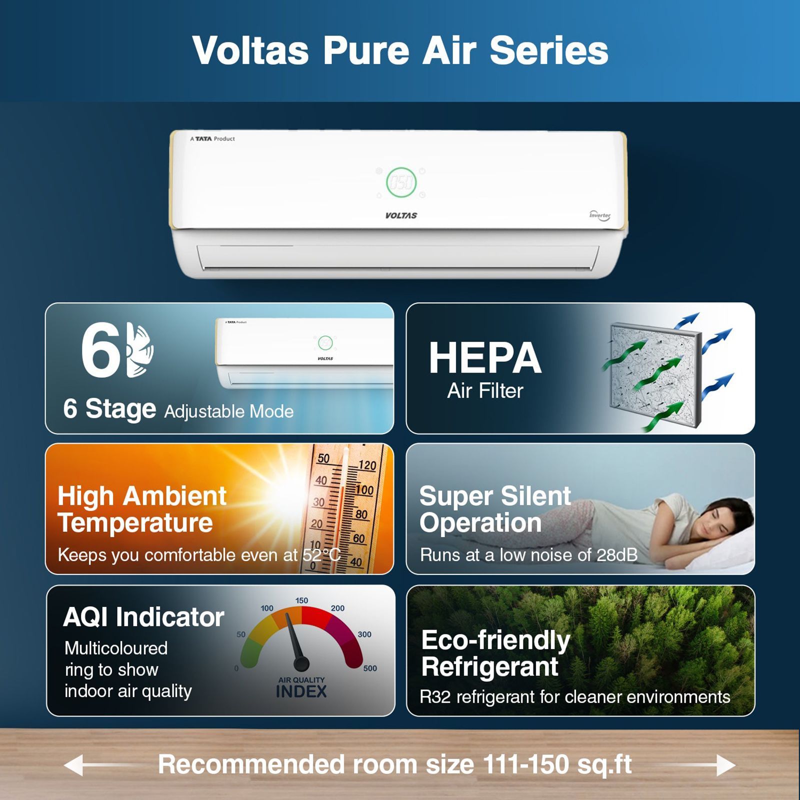 VOLTAS 185V Verdant Exotica 6 in 1 Convertible 1.5 Ton 5 Star Inverter Split AC with Anti Dust Filter ( Copper Condenser, 4503500) VOLTAS 185V Verdant Exotica 6 in 1 Convertible 1.5 Ton 5 Star Inverter Split AC with Anti Dust Filter ( Copper Condenser, 4503500)_15