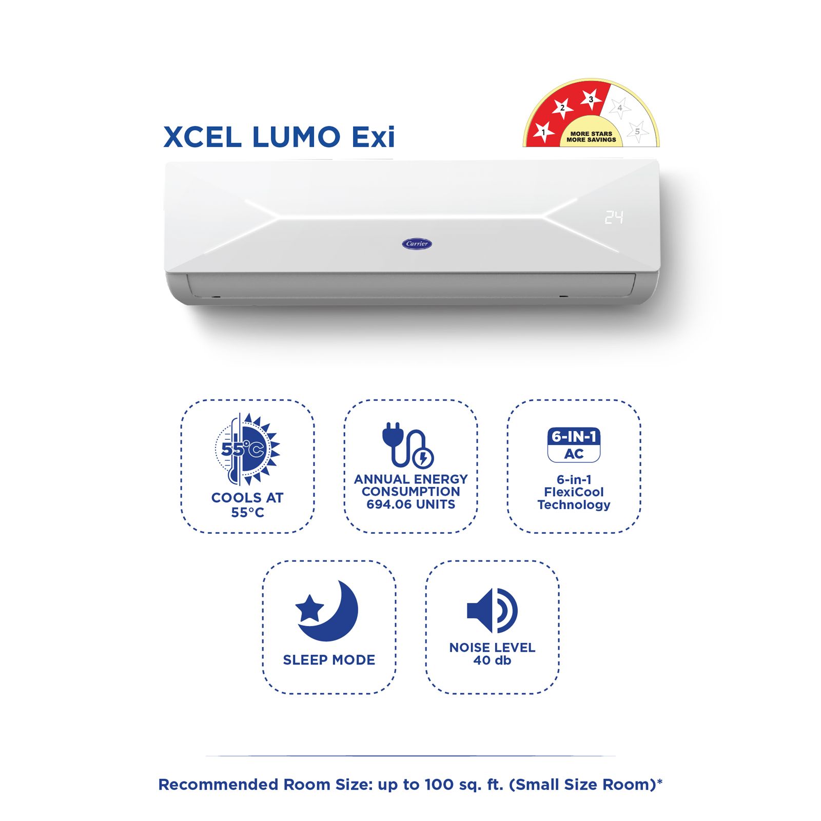 Carrier Xcel Lumo Exi 6 in 1 Convertible 1 Ton 3 Star Inverter Split AC with Auto Cleanser (Copper Condenser, CAI12CL3R34F0)_11