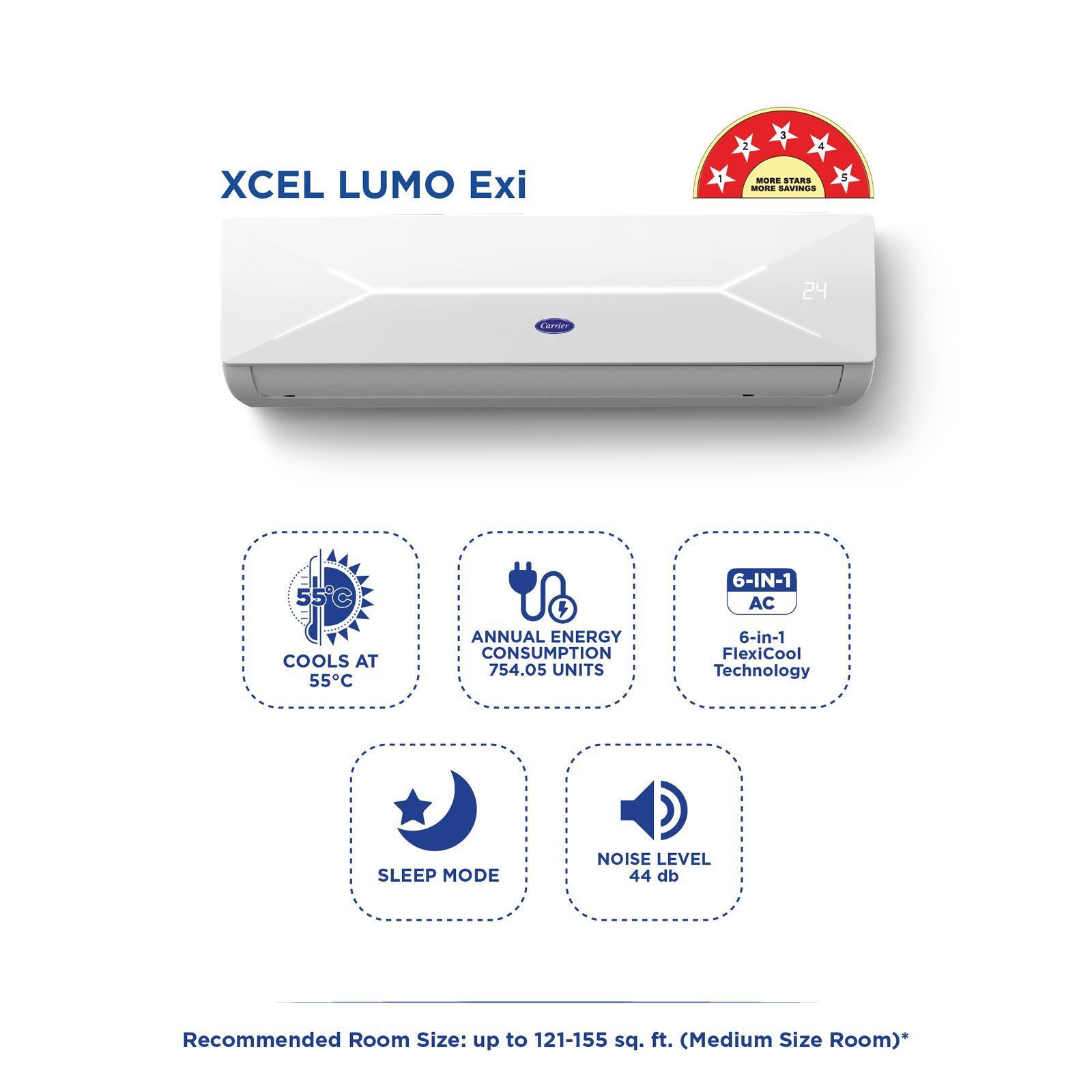 Carrier Xcel Lumo 6 in 1 Convertible 1.5 Ton 5 Star Inverter Split AC with Auto Cleanser (Copper Condenser, CAI18CL5R34F0)_8