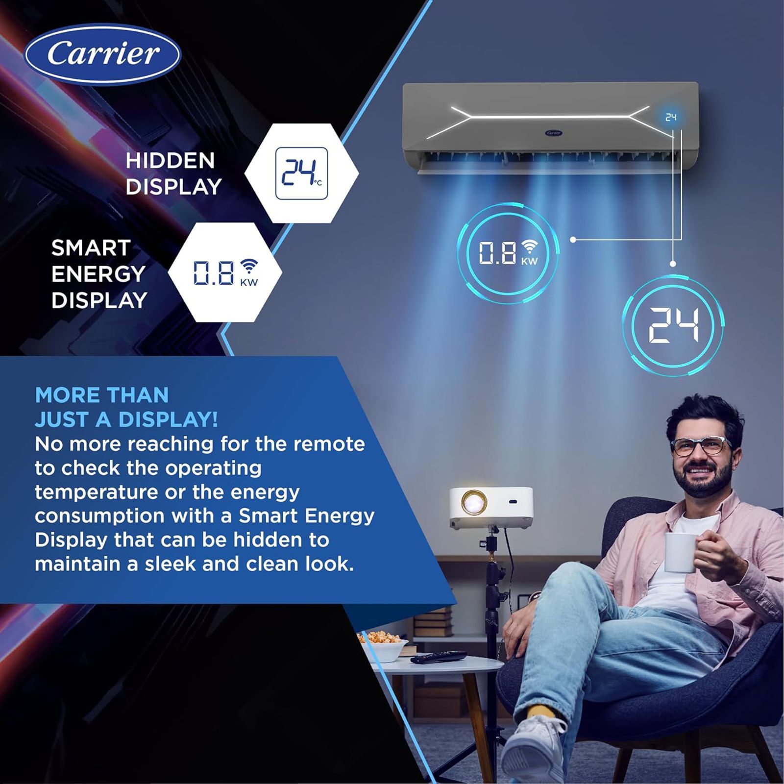 Carrier Xcel Lumo Exi 6 in 1 Convertible 1.5 Ton 3 Star Inverter Split AC with Auto Cleanser (Copper Condenser, CAI18CL3R34F0)_14