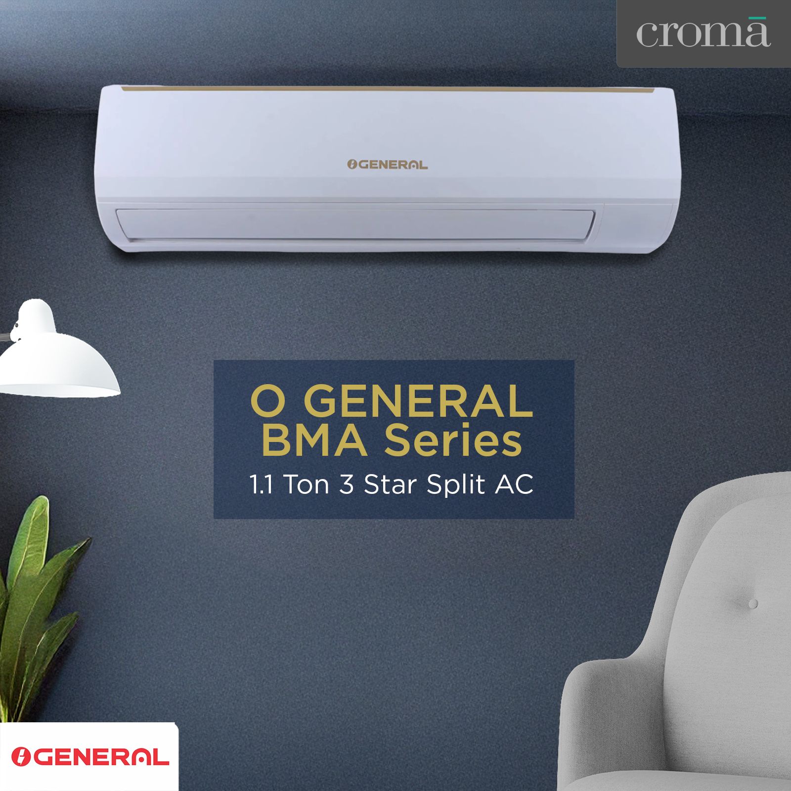 O GENERAL BMA Series 1.1 Ton 3 Star Split AC (Copper Condense, ASGA14BMAA-B)_5