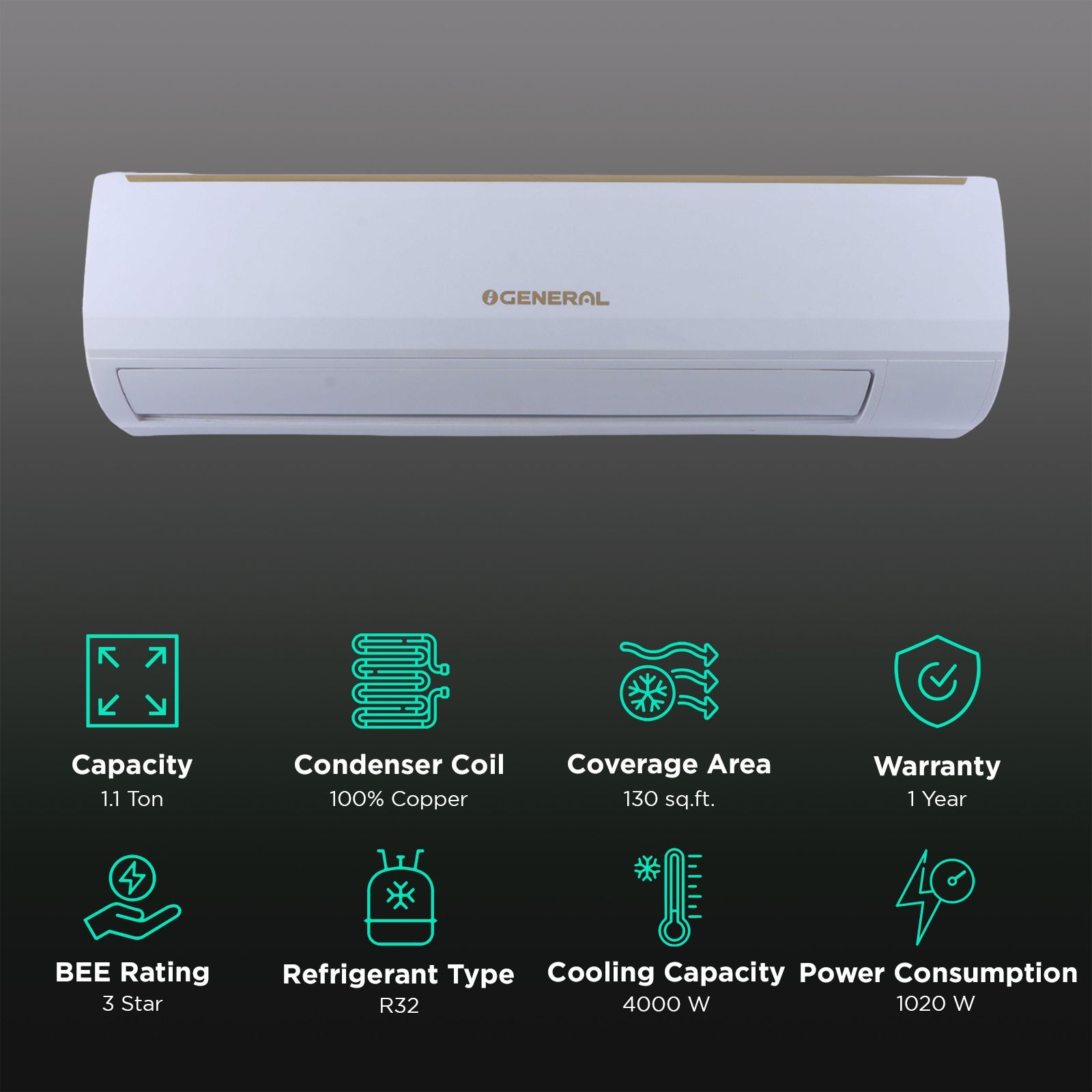 O GENERAL BMA Series 1.1 Ton 3 Star Split AC (Copper Condense, ASGA14BMAA-B)_2