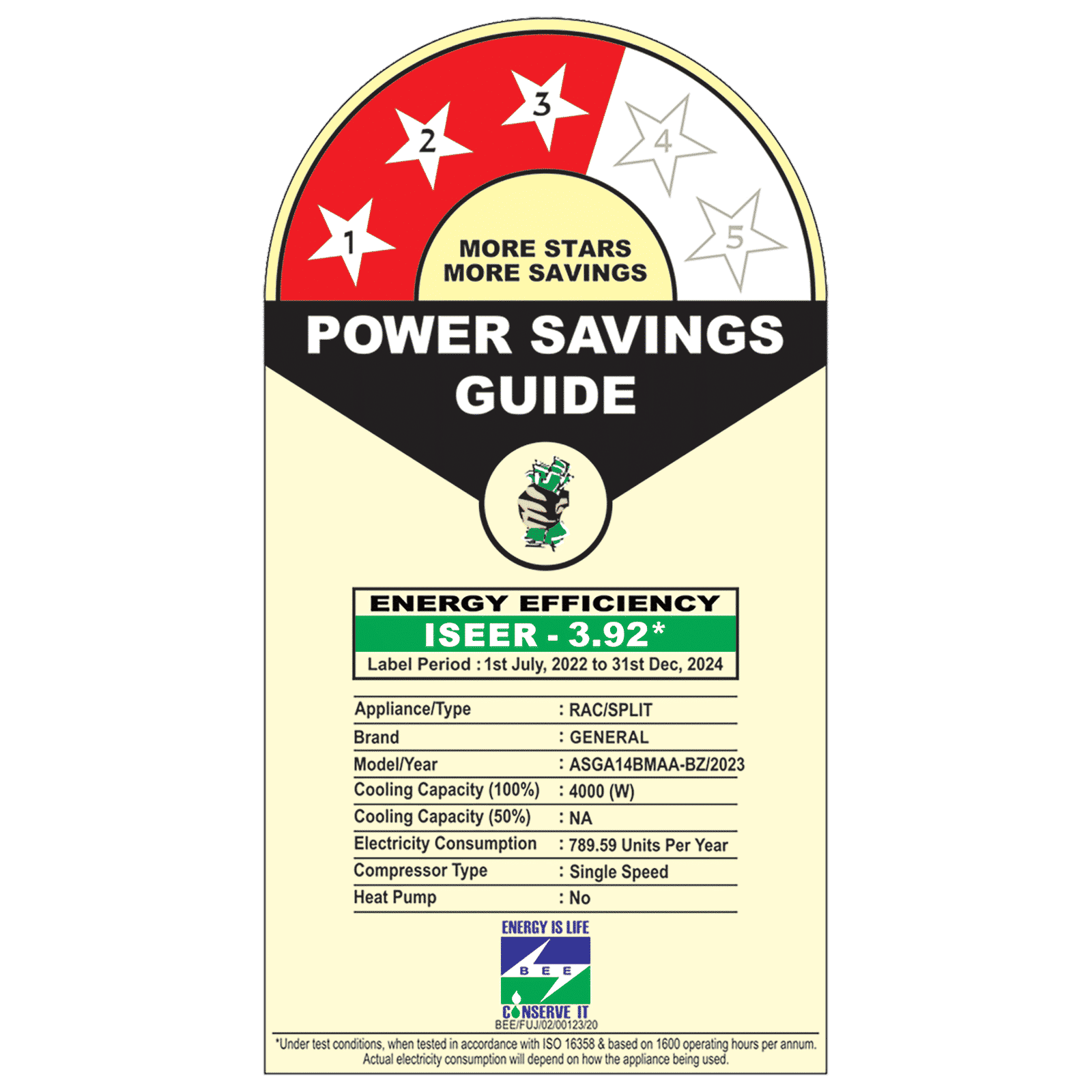 O GENERAL BMA Series 1.1 Ton 3 Star Split AC (Copper Condense, ASGA14BMAA-B)_3