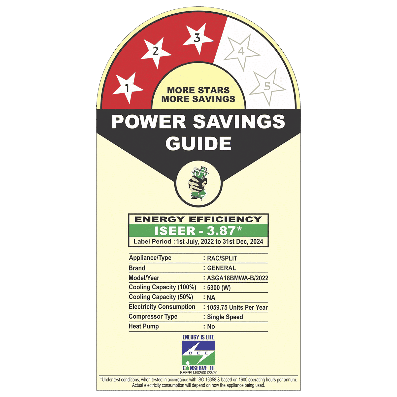 O GENERAL BMA Series 1.5 Ton 3 Star Split AC (Copper Condenser, Dust Filter, ASGA18BMAA-B)_3