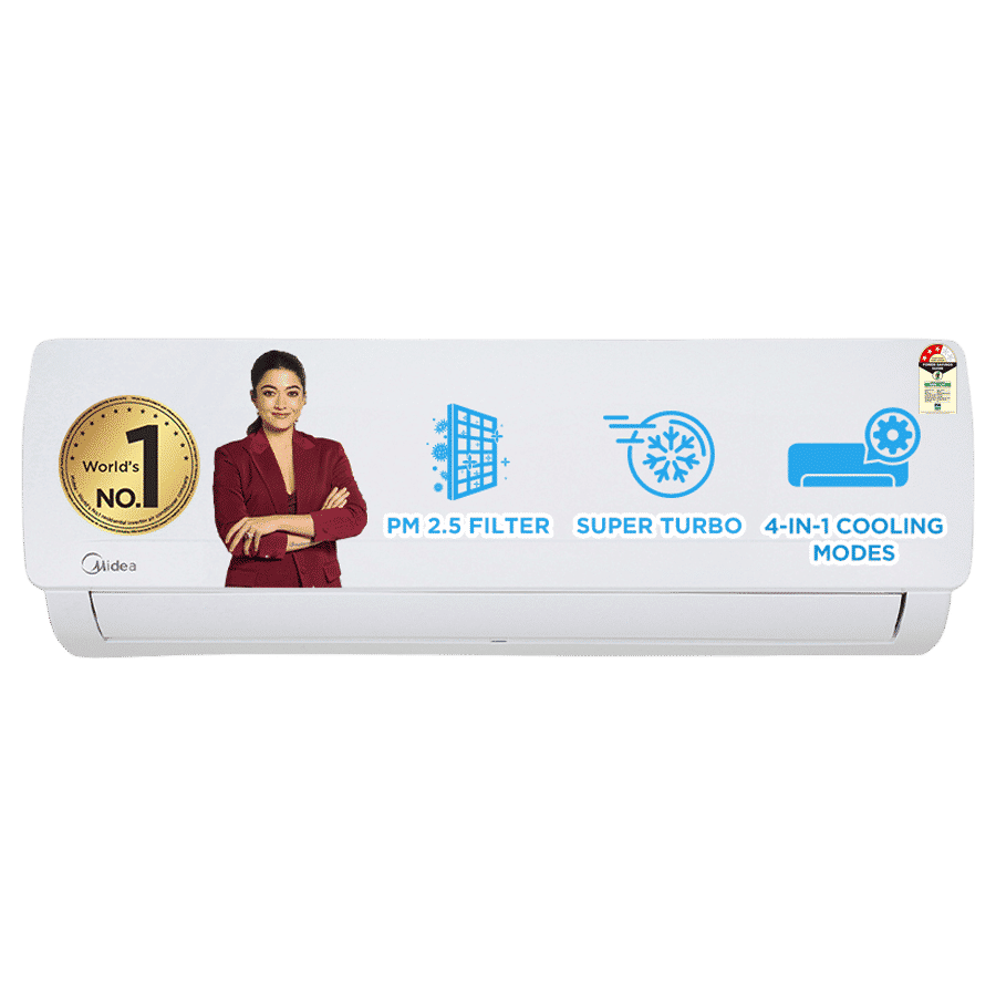 Midea Santis Pro Plus Deluxe 4 in 1 Convertible 1 Ton 3 Star Inverter Split AC with Auto Cleanser (Copper Condenser, MAI12SP3R33F0) Midea Santis Pro Plus Deluxe 4 in 1 Convertible 1 Ton 3 Star Inverter Split AC with Auto Cleanser (Copper Condenser, MAI12SP3R33F0)_1
