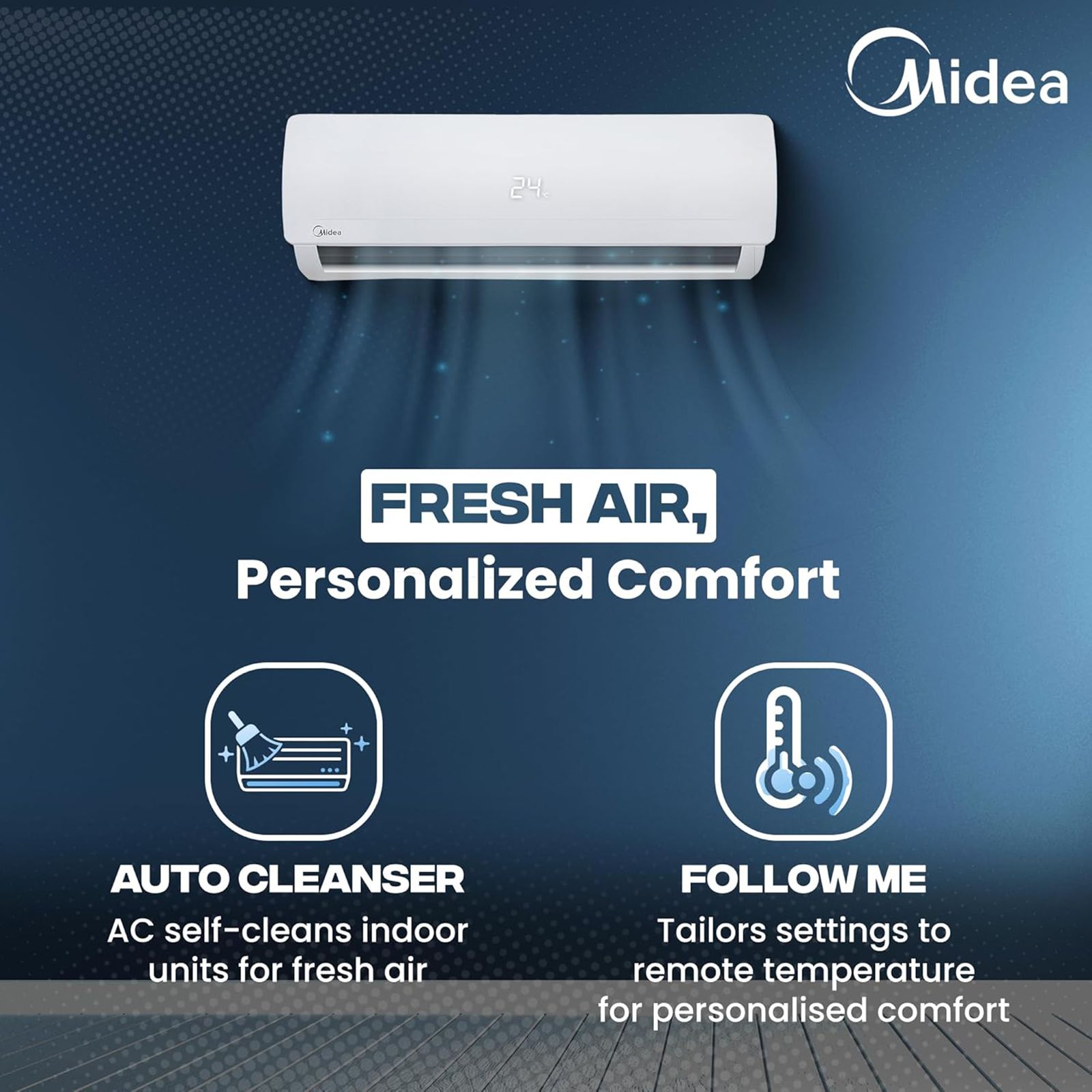 Midea Santis Pro Plus Deluxe 4 in 1 Convertible 1 Ton 3 Star Inverter Split AC with Auto Cleanser (Copper Condenser, MAI12SP3R33F0) Midea Santis Pro Plus Deluxe 4 in 1 Convertible 1 Ton 3 Star Inverter Split AC with Auto Cleanser (Copper Condenser, MAI12SP3R33F0)_10