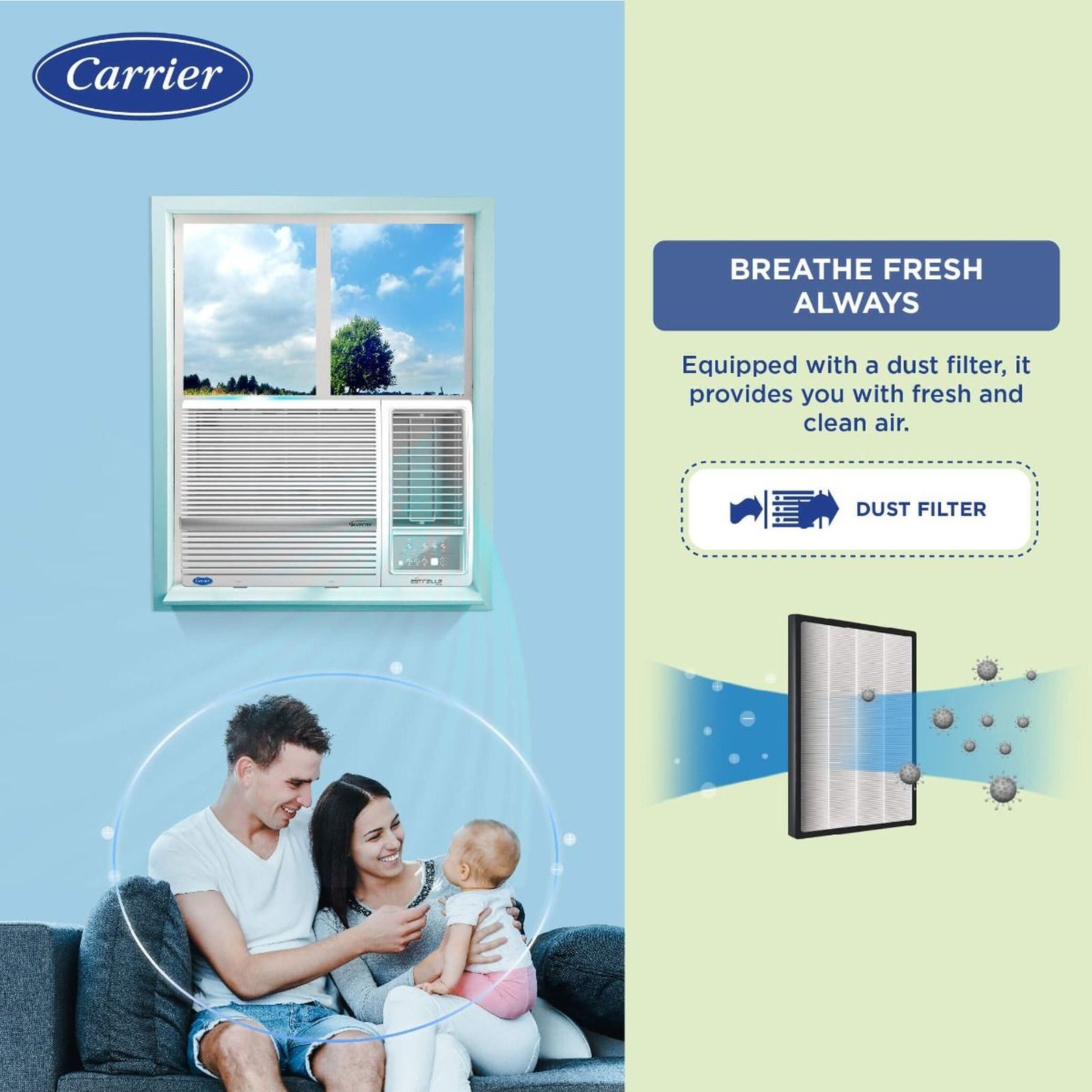 Carrier Estrella Exi 1.5 Ton 3 Star Inverter Window AC (Copper Condenser, Dust Filter, CIW18EC3R34F0) Carrier Estrella Exi 1.5 Ton 3 Star Inverter Window AC (Copper Condenser, Dust Filter, CIW18EC3R34F0)_10