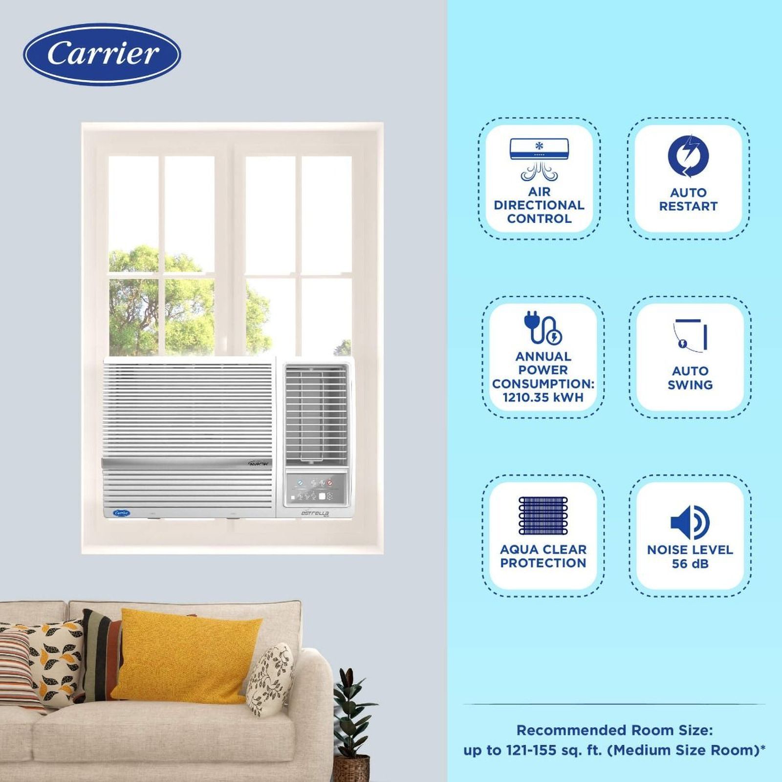 Carrier Estrella Exi 1.5 Ton 3 Star Inverter Window AC (Copper Condenser, Dust Filter, CIW18EC3R34F0) Carrier Estrella Exi 1.5 Ton 3 Star Inverter Window AC (Copper Condenser, Dust Filter, CIW18EC3R34F0)_7
