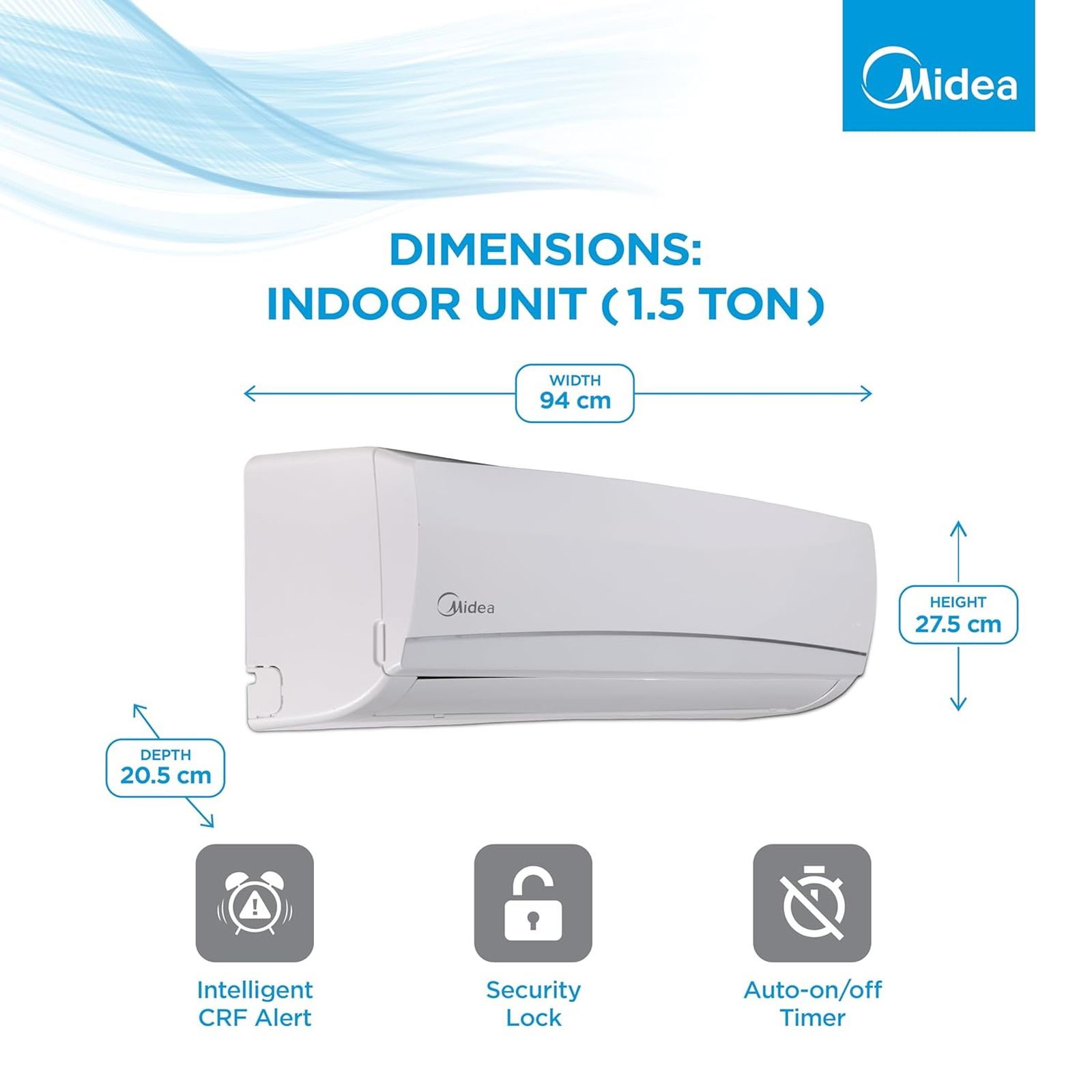 Midea Santis Pro Royal 4 in 1 Convertible 1.5 Ton 5 Star Inverter Split Smart AC with Auto Cleanser (Copper Condenser, MAI18SR5R34W0)_9