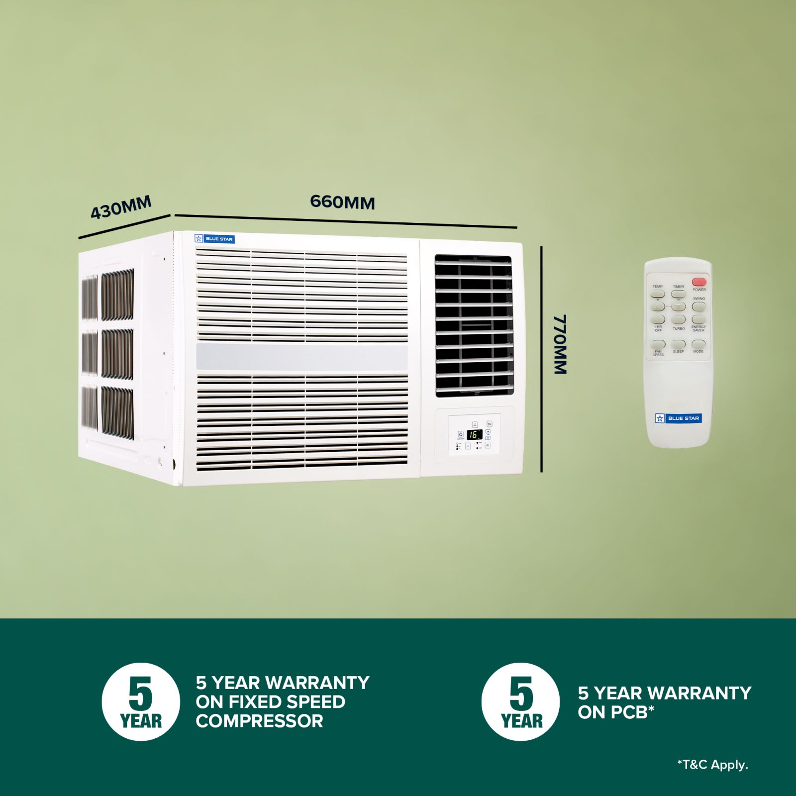 Blue Star E Series 2 Ton 3 Star Fixed Speed Window AC (Copper Condenser, Dust Filter, WFD324E)_8