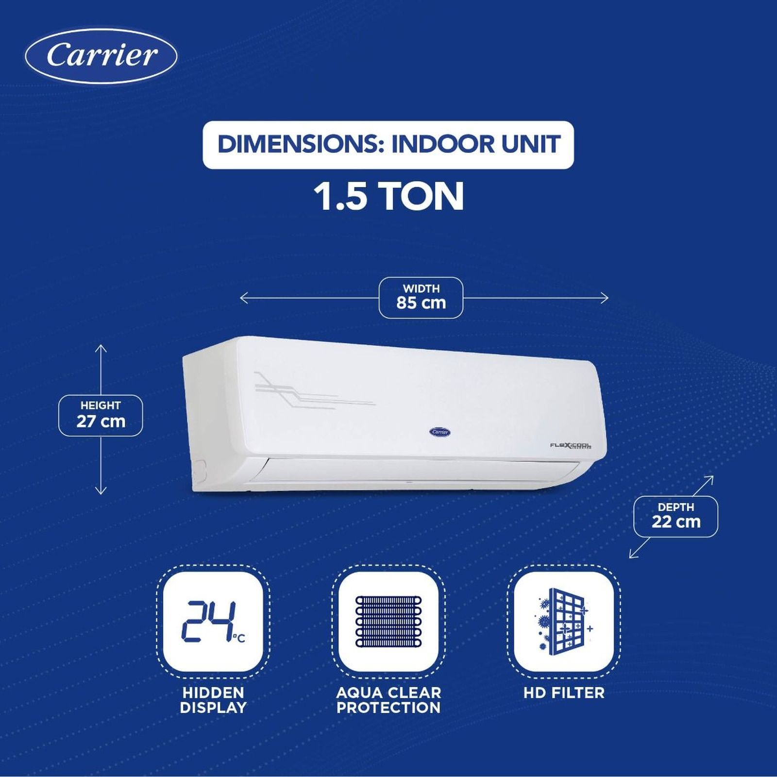 Carrier Ester Neo Plus Exi 6 in 1 Convertible 1.5 Ton 3 Star Inverter Split AC with Auto Cleanser (Copper Condenser, CAI18ER3R34F0)_9
