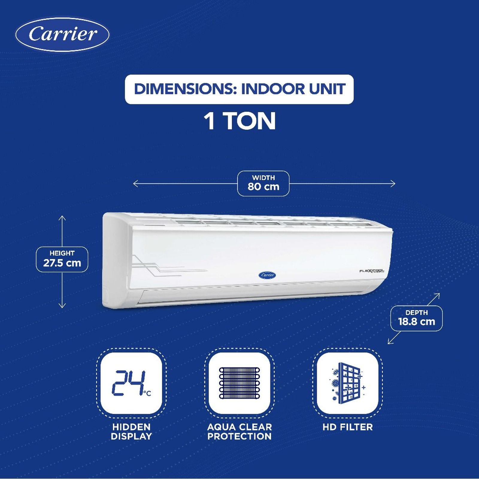 Carrier Ester Neo Exi 6 in 1 Convertible 1 Ton 5 Star Inverter Split AC with Auto Cleanser (Copper Condenser, CAI12ES5R34F0)_5