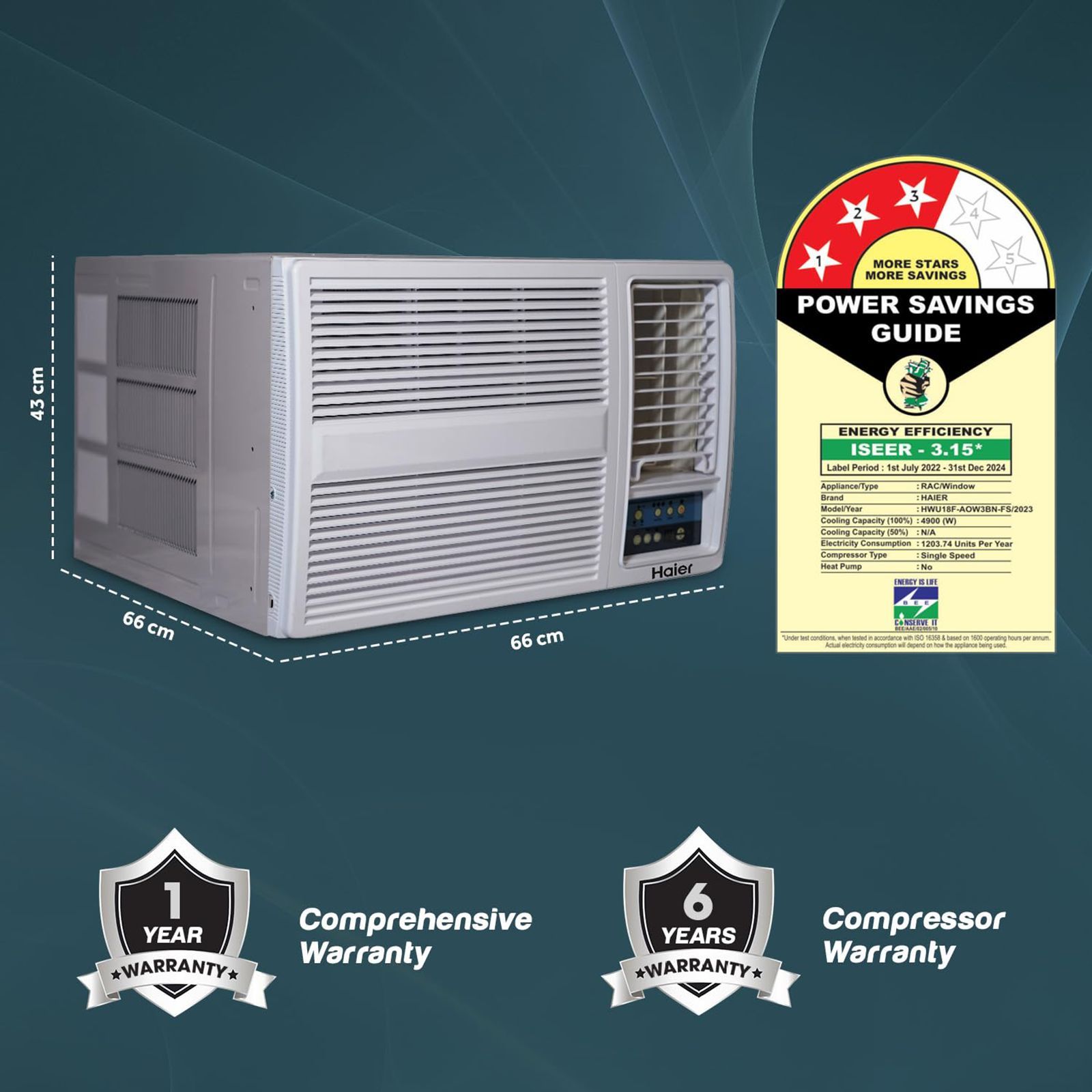 Haier 1.5 Ton 3 Star Fixed Speed Window AC (Copper Condenser, Anti Bacterial Filter, HWU18F-AOW3BN-FS) Haier 1.5 Ton 3 Star Fixed Speed Window AC (Copper Condenser, Anti Bacterial Filter, HWU18F-AOW3BN-FS)_11