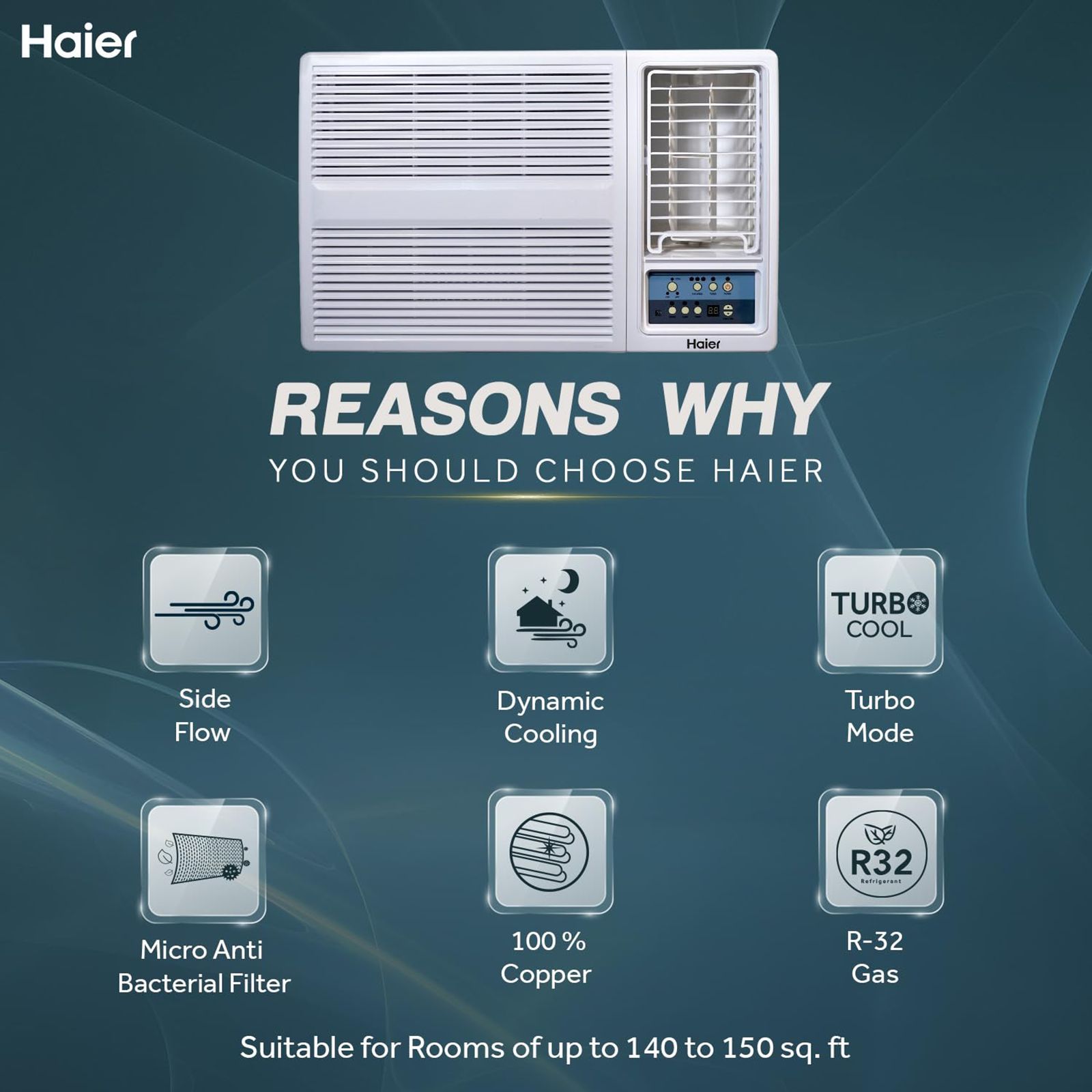 Haier 1.5 Ton 3 Star Fixed Speed Window AC (Copper Condenser, Anti Bacterial Filter, HWU18F-AOW3BN-FS) Haier 1.5 Ton 3 Star Fixed Speed Window AC (Copper Condenser, Anti Bacterial Filter, HWU18F-AOW3BN-FS)_15