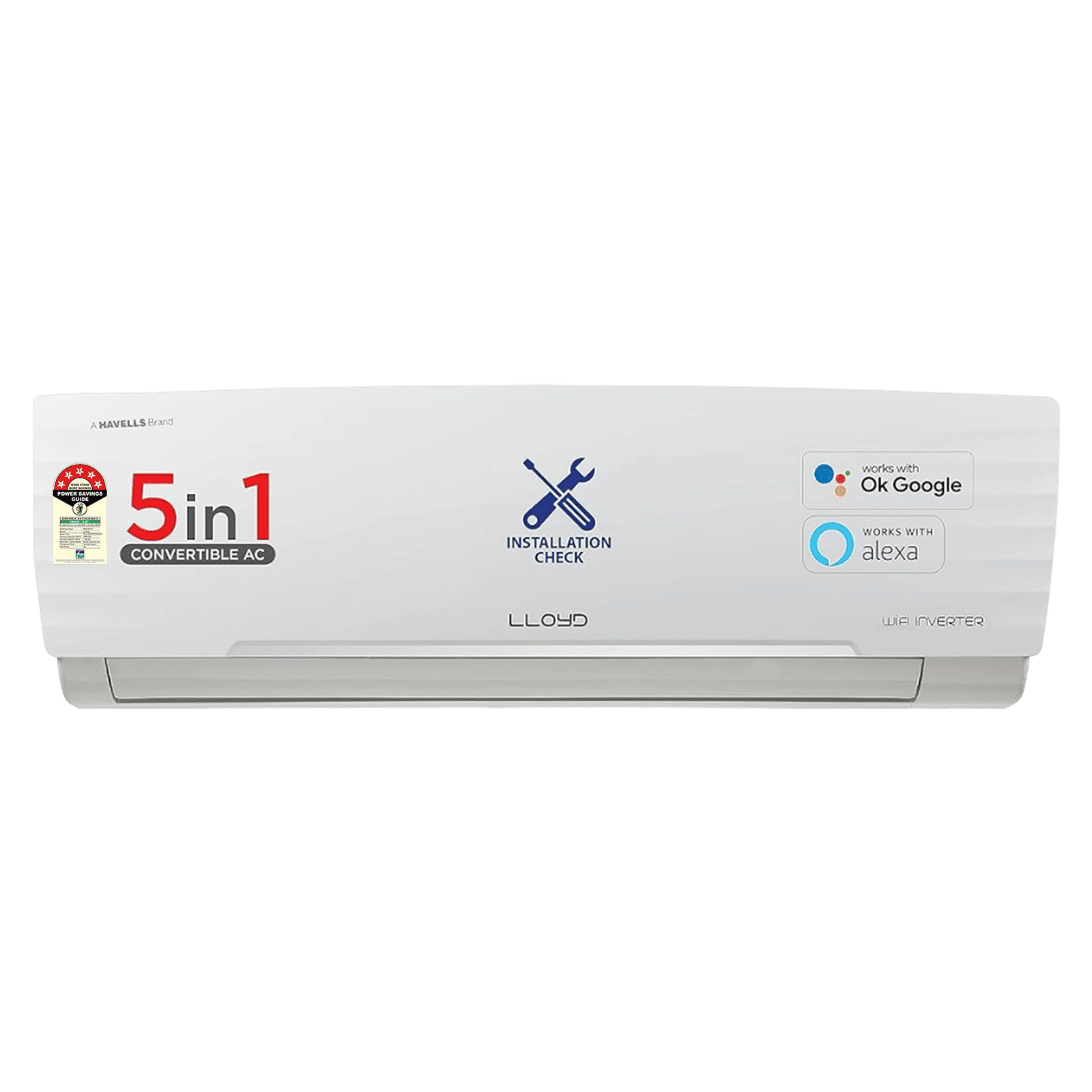 LLOYD 5 in 1 Convertible 1 Ton 5 Star Inverter Split Smart AC with Wi-Fi Supported (Copper Condenser, GLS12V5FWCXV) LLOYD 5 in 1 Convertible 1 Ton 5 Star Inverter Split Smart AC with Wi-Fi Supported (Copper Condenser, GLS12V5FWCXV)_1