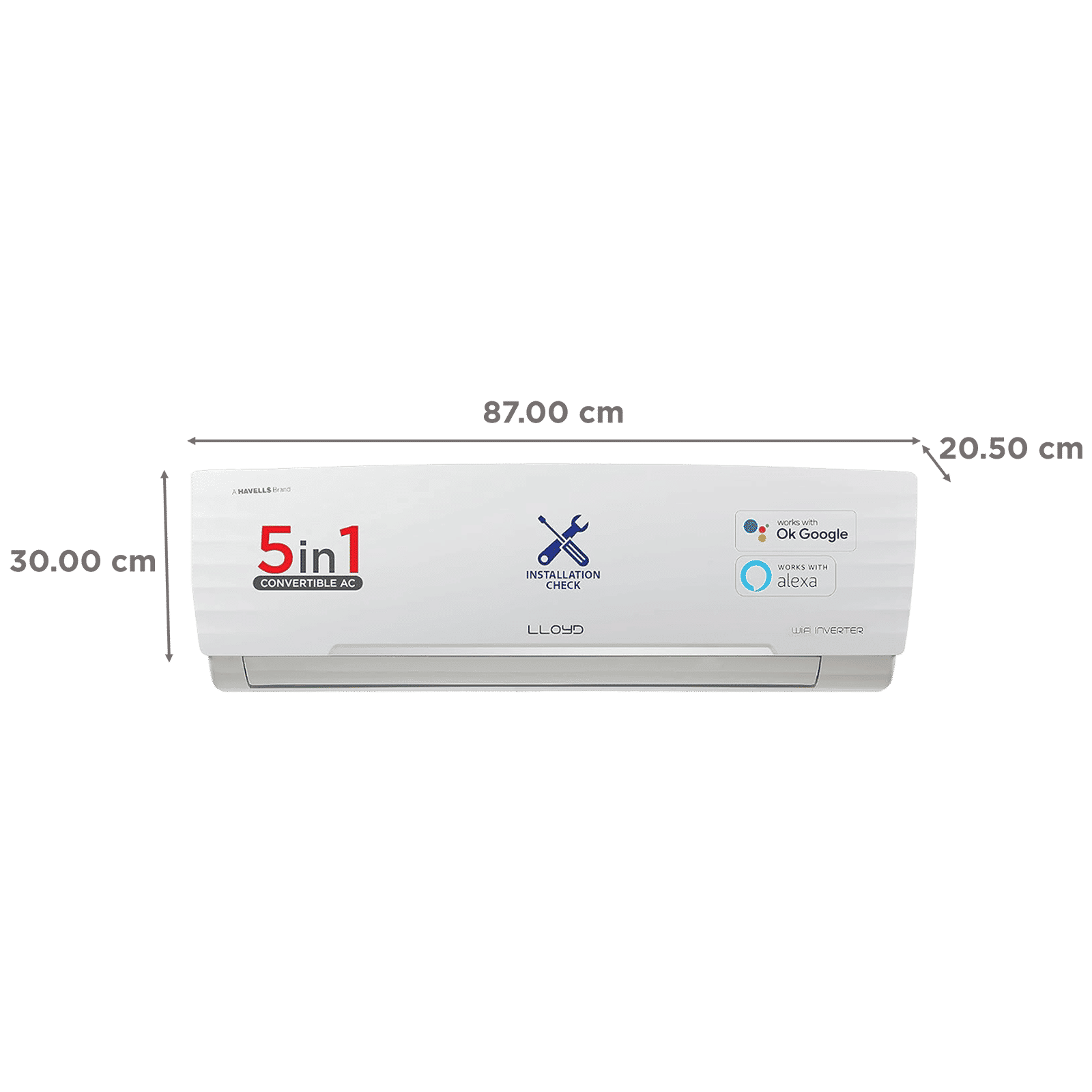 LLOYD 5 in 1 Convertible 1 Ton 5 Star Inverter Split Smart AC with Wi-Fi Supported (Copper Condenser, GLS12V5FWCXV) LLOYD 5 in 1 Convertible 1 Ton 5 Star Inverter Split Smart AC with Wi-Fi Supported (Copper Condenser, GLS12V5FWCXV)_3