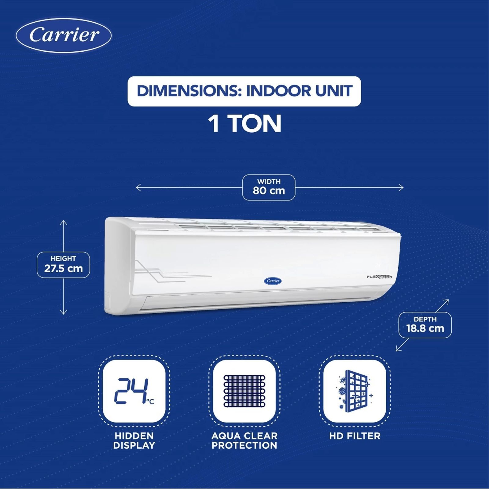 Carrier Ester Neo Exi 6 in 1 Convertible 1 Ton 5 Star Inverter Split AC with Auto Cleanser (Copper Condenser, CAI12ES5R34F1)_9