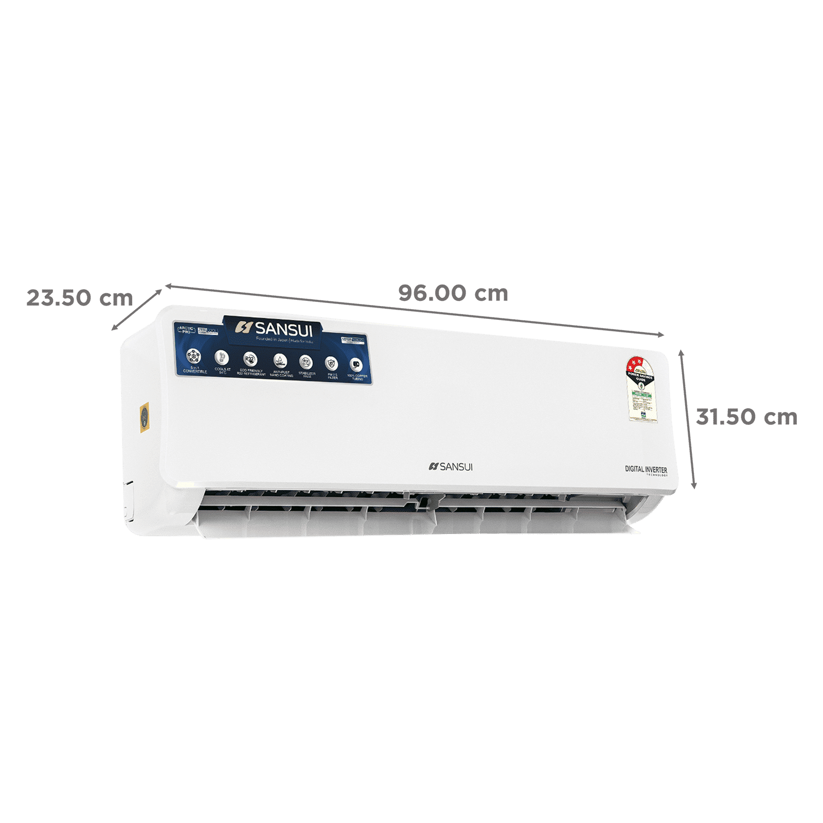 SANSUI Arctic Pro 5 in 1 Convertible 1.8 Ton 3 Star Inverter Split AC with PM 2.5 Filter (Copper Condenser, JSE243SI24A1)_3