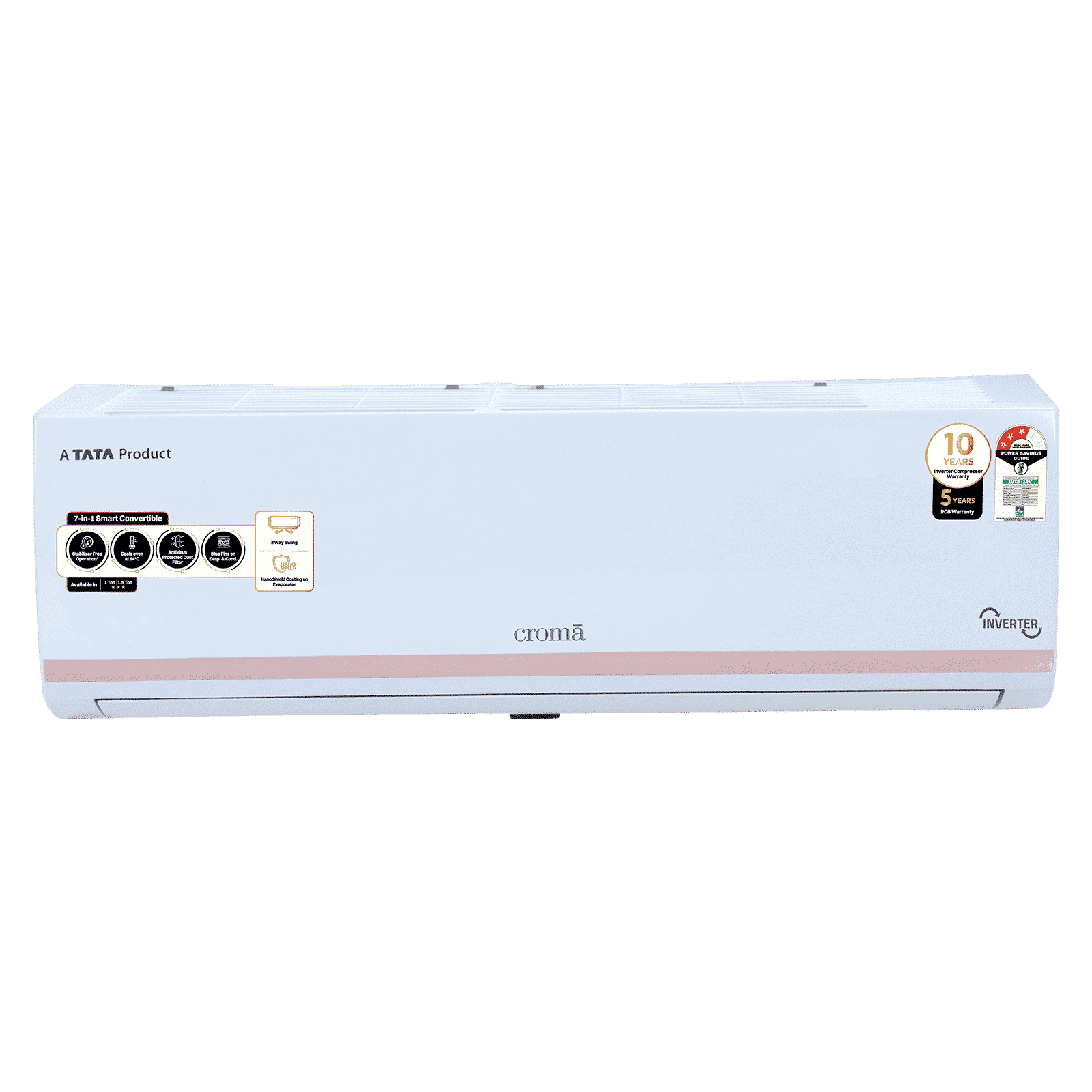 Croma 7 in 1 Convertible 1 Ton 3 Star Inverter Split AC with Temperature Sensor (2025 Model, Copper Condenser, CRLA012IND283264) Croma 7 in 1 Convertible 1 Ton 3 Star Inverter Split AC with Temperature Sensor (2025 Model, Copper Condenser, CRLA012IND283264)_1
