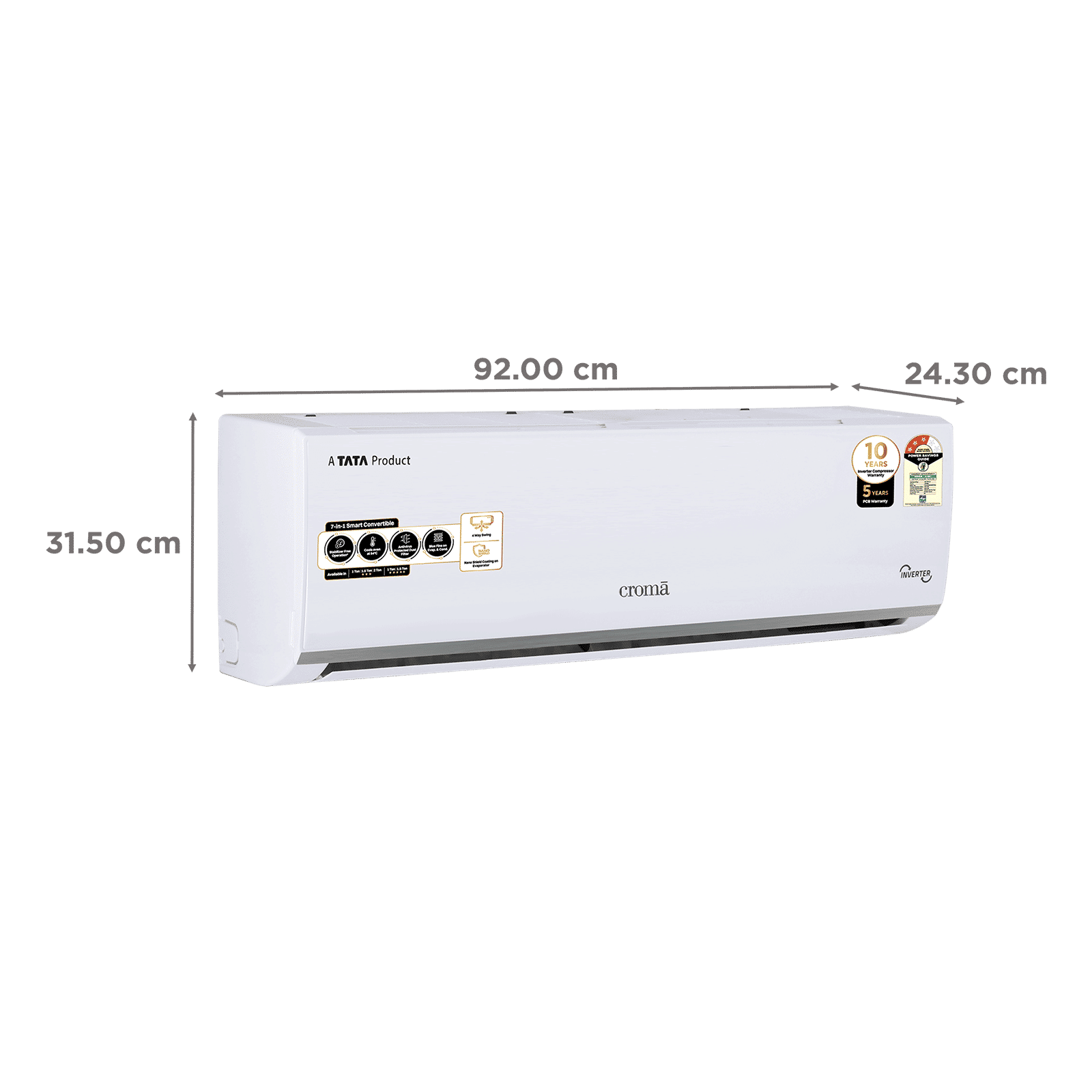 Croma 7 in 1 Convertible 1.5 Ton 3 Star Inverter Split AC with Temperature Sensor (2025 Model, Copper Condenser, CRLA018IND283267) Croma 7 in 1 Convertible 1.5 Ton 3 Star Inverter Split AC with Temperature Sensor (2025 Model, Copper Condenser, CRLA018IND283267)_3