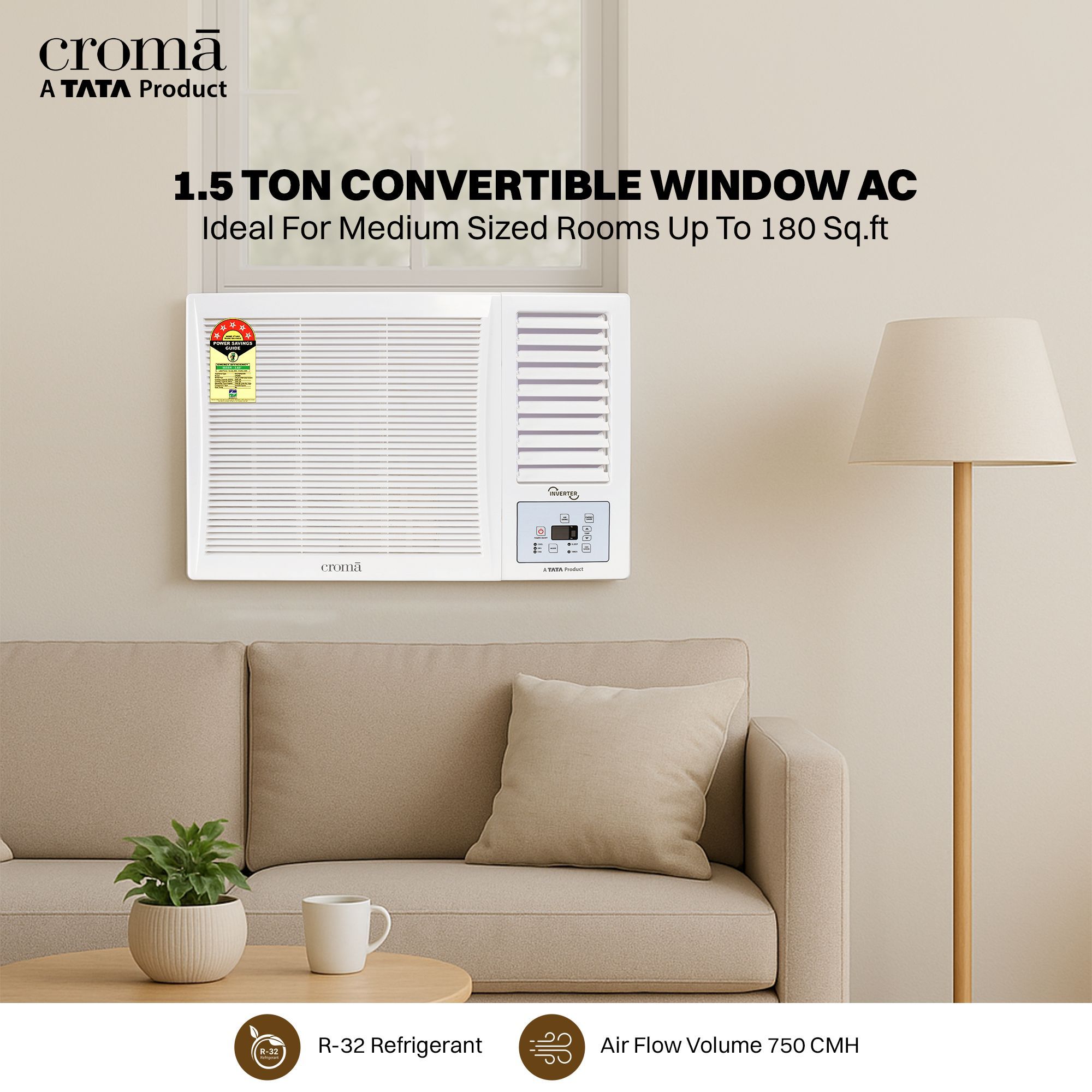 Croma 1.5 Ton 5 Star Inverter Window AC with Self Diagnosis (2025 Model, Copper Condenser) Croma 1.5 Ton 5 Star Inverter Window AC with Self Diagnosis (2025 Model, Copper Condenser)_10