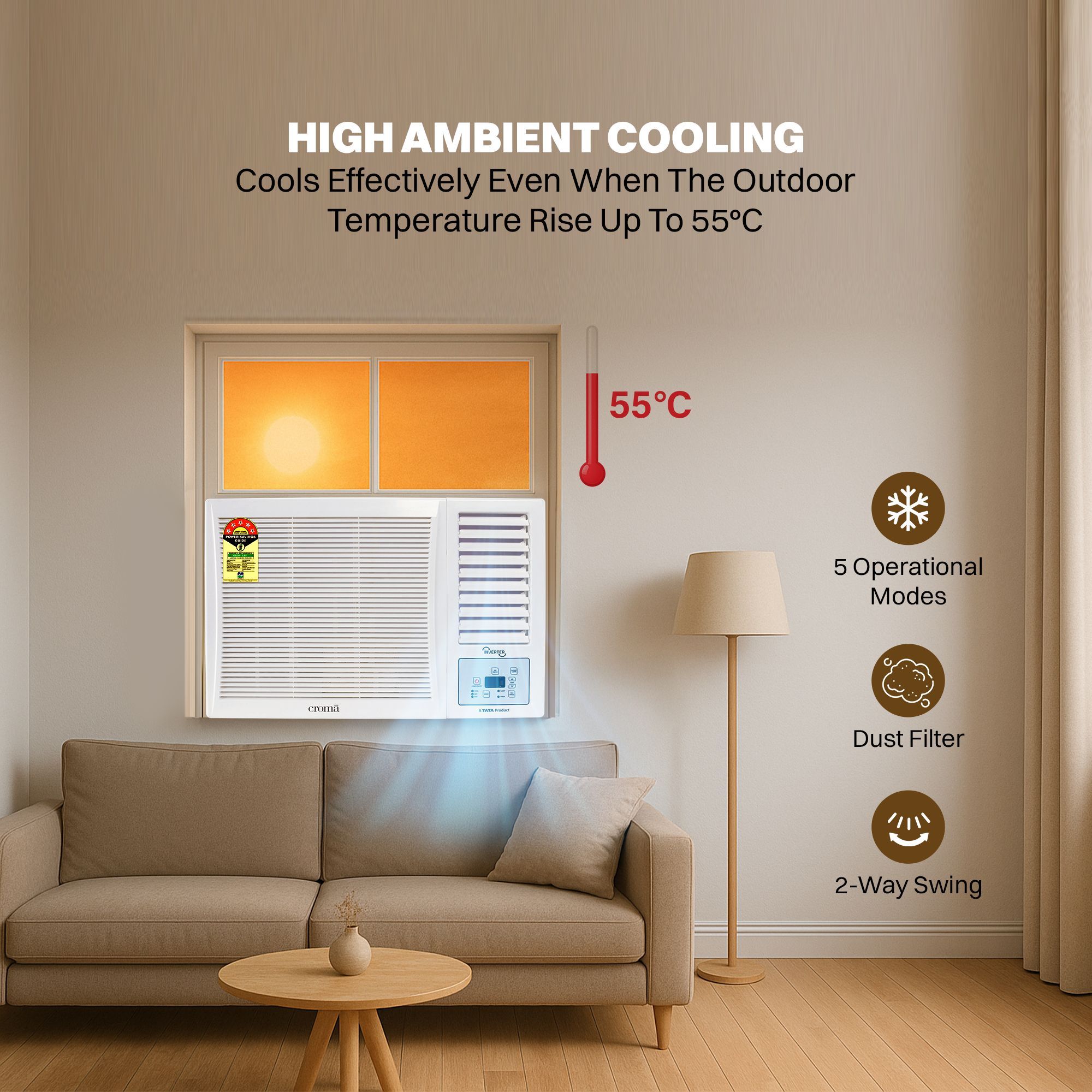 Croma 1.5 Ton 5 Star Inverter Window AC with Self Diagnosis (2025 Model, Copper Condenser) Croma 1.5 Ton 5 Star Inverter Window AC with Self Diagnosis (2025 Model, Copper Condenser)_11