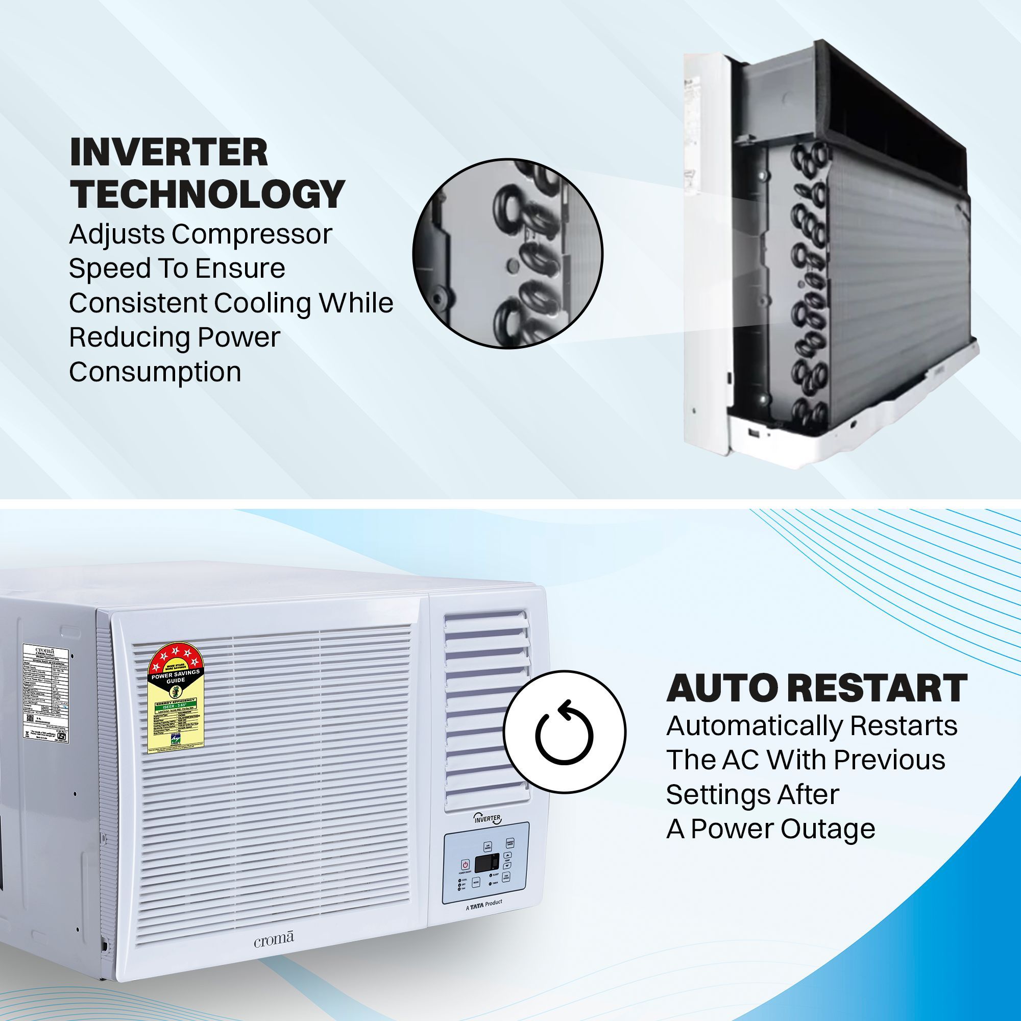 Croma 1.5 Ton 5 Star Inverter Window AC with Self Diagnosis (2025 Model, Copper Condenser) Croma 1.5 Ton 5 Star Inverter Window AC with Self Diagnosis (2025 Model, Copper Condenser)_13