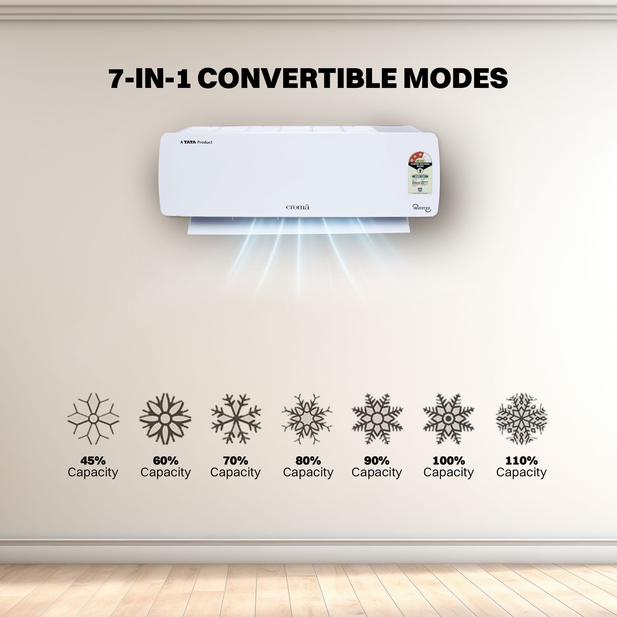 Croma 7 in 1 Convertible 0.8 Ton 3 Star Inverter Split AC with Temperature Sensor (2025 Model, Copper Condenser, CRLA009IND283263)_9