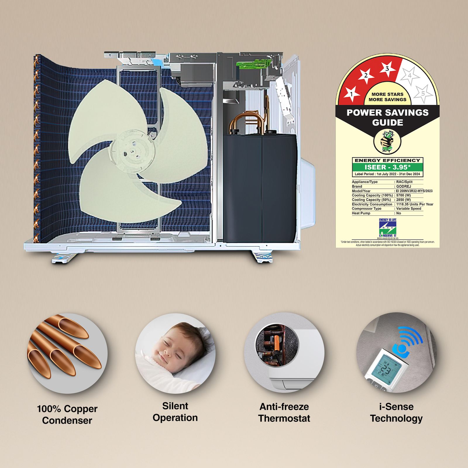 Godrej Turbo Chill Series Convertible 1.7 Ton 3 Star Inverter Split AC with Anti Freeze Thermostat (Copper Condenser, 40101701SD01370) Godrej Turbo Chill Series Convertible 1.7 Ton 3 Star Inverter Split AC with Anti Freeze Thermostat (Copper Condenser, 40101701SD01370)_7